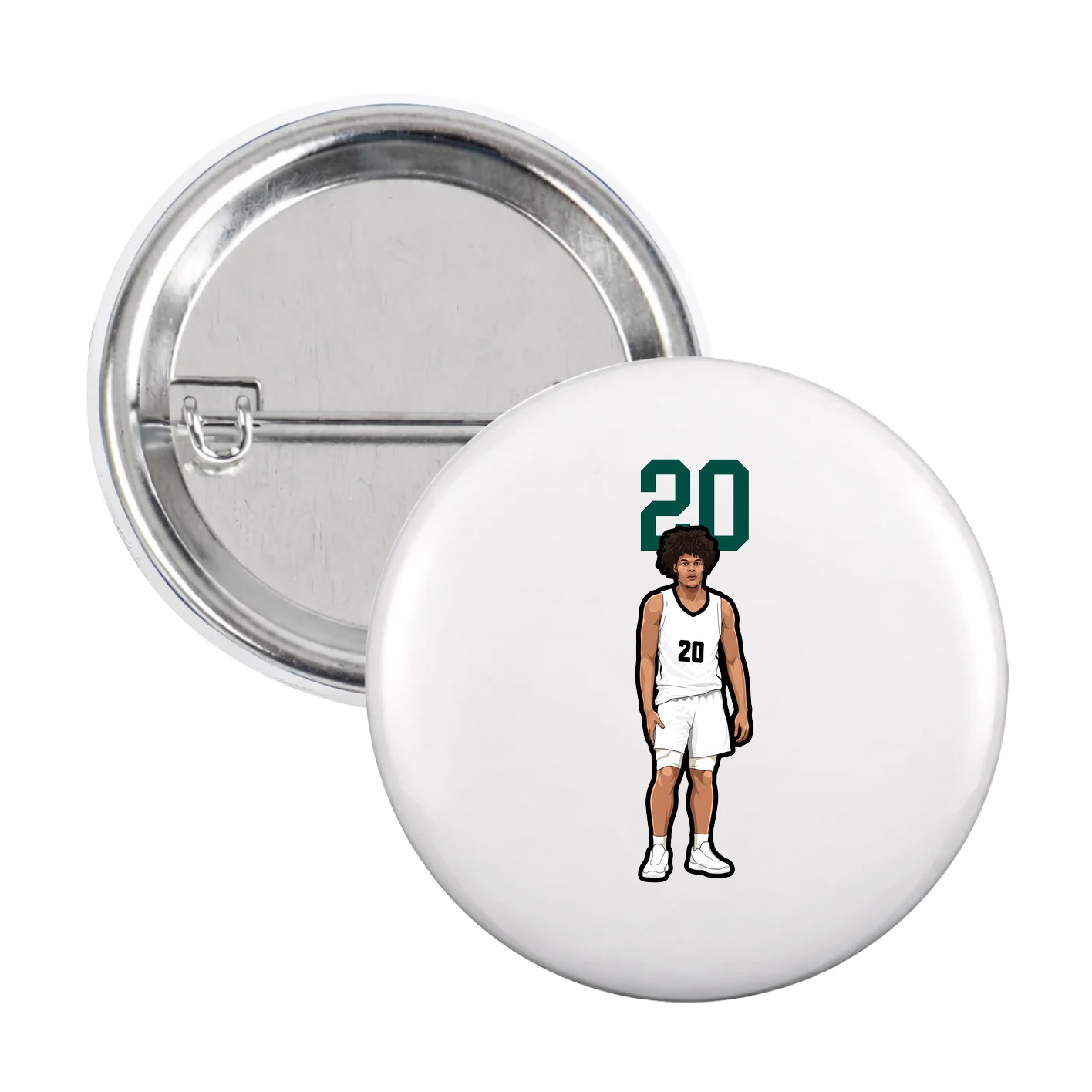 Game Day Button — Number Top in White