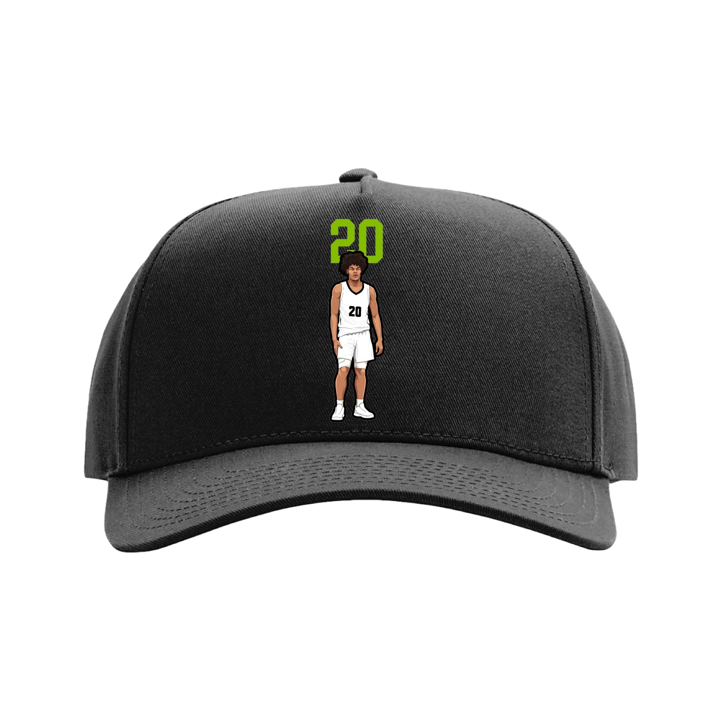 Full Fabric Five-Panel Champ Cap — Number Top in Black
