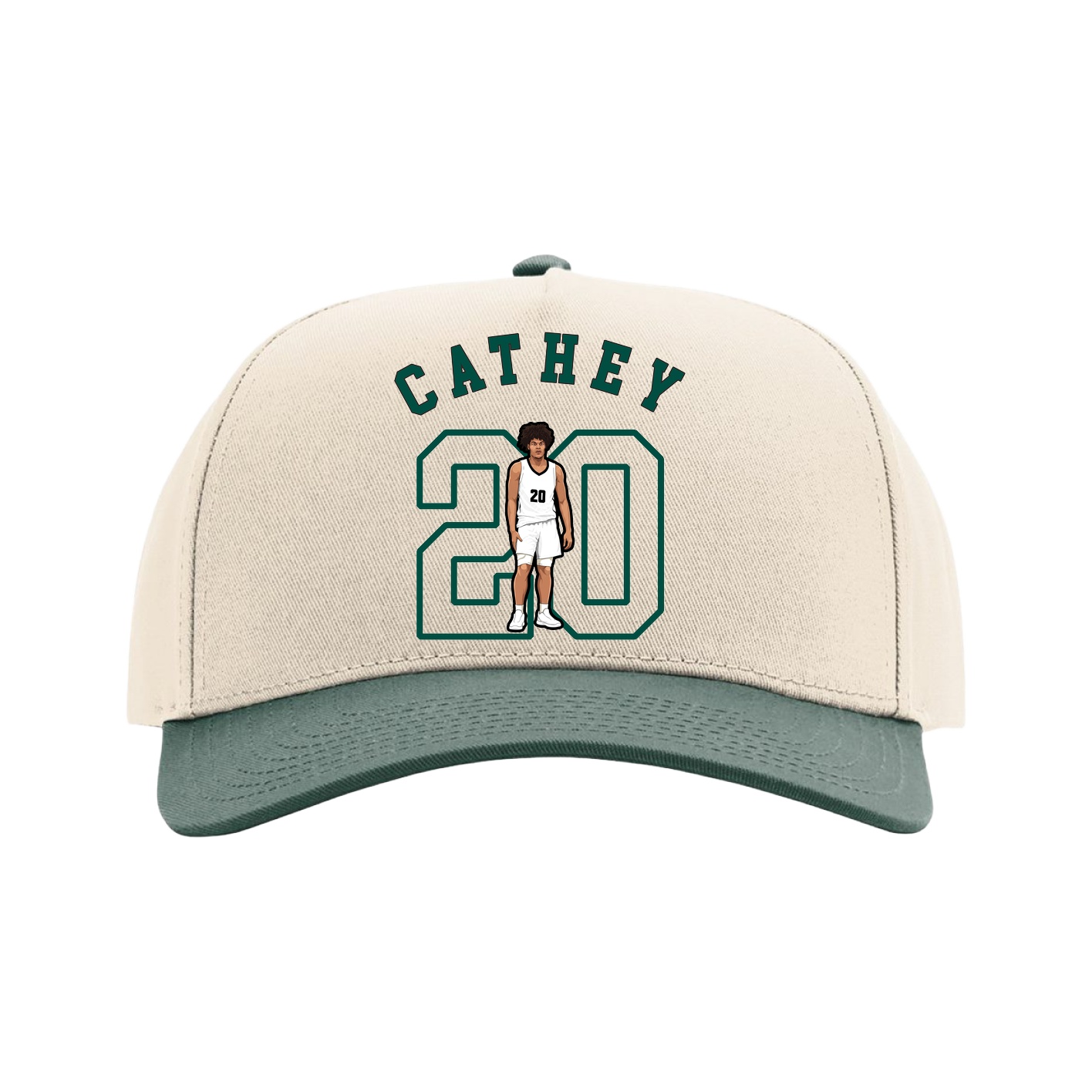 Full Fabric Five-Panel Champ Cap — Shirsey Arch in Cream/Green