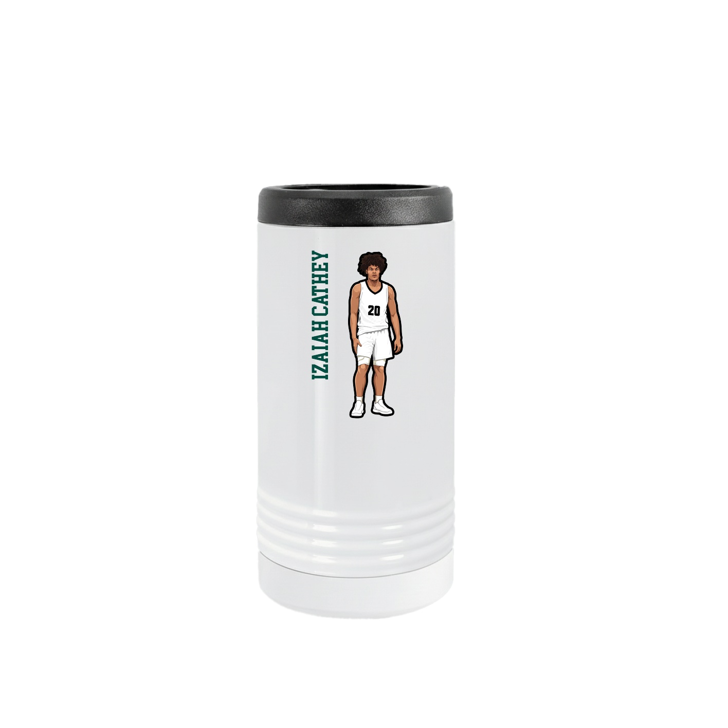 Slim Beverage Holder — Name Vertical in White