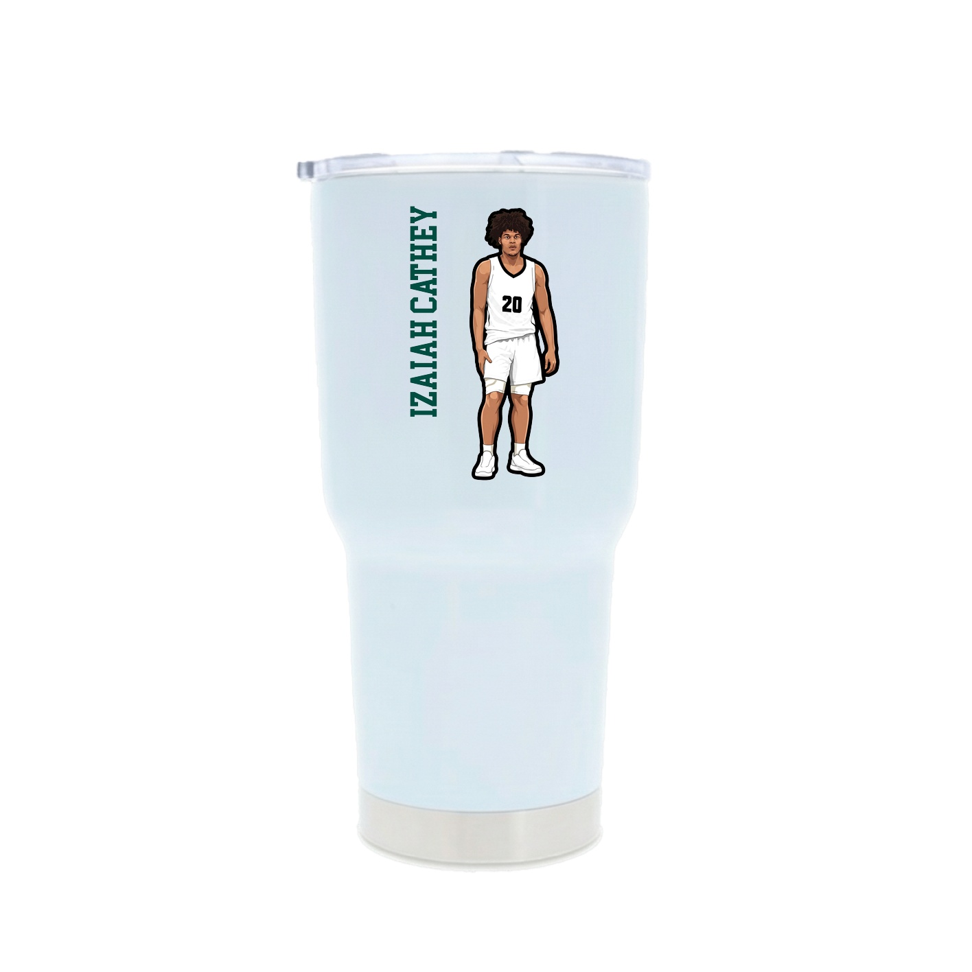 30oz Stainless Steel Tumbler — Name Vertical in White