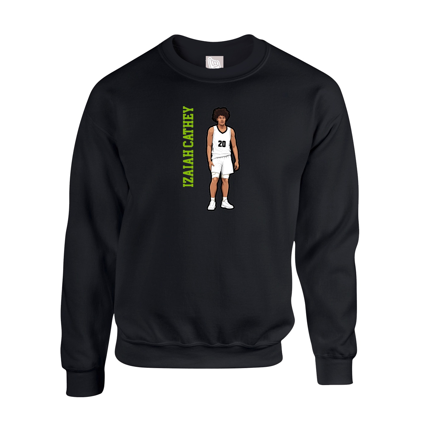 Fleece Crew — Name Vertical in Black