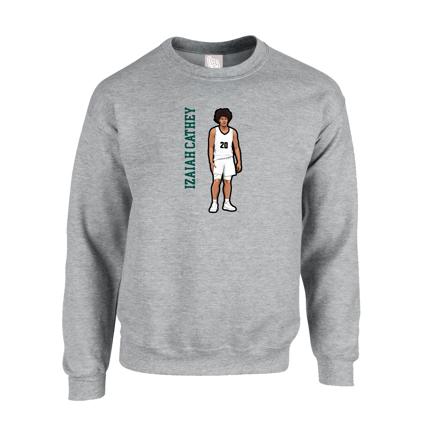 Fleece Crew — Name Vertical in Grey