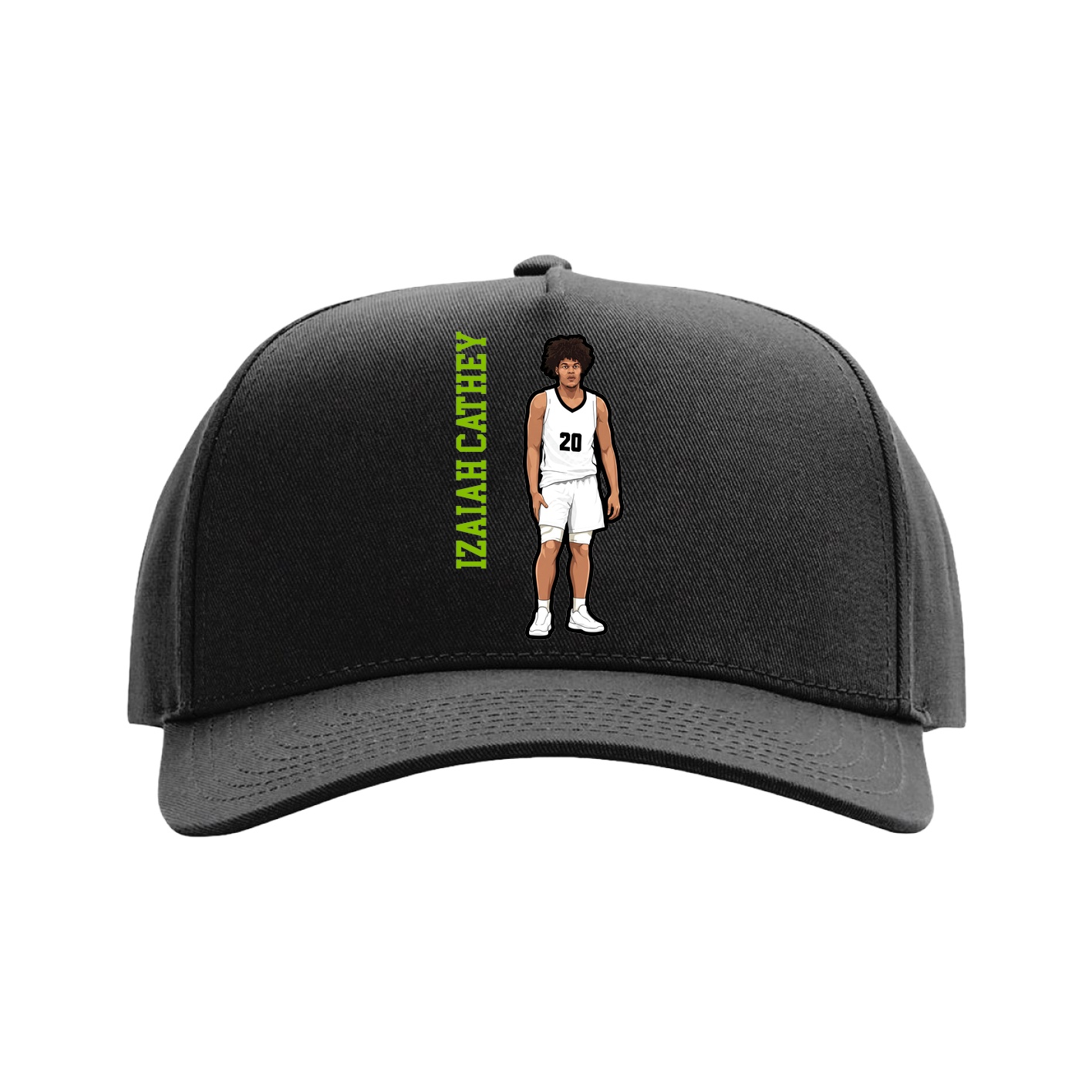 Full Fabric Five-Panel Champ Cap — Name Vertical in Black