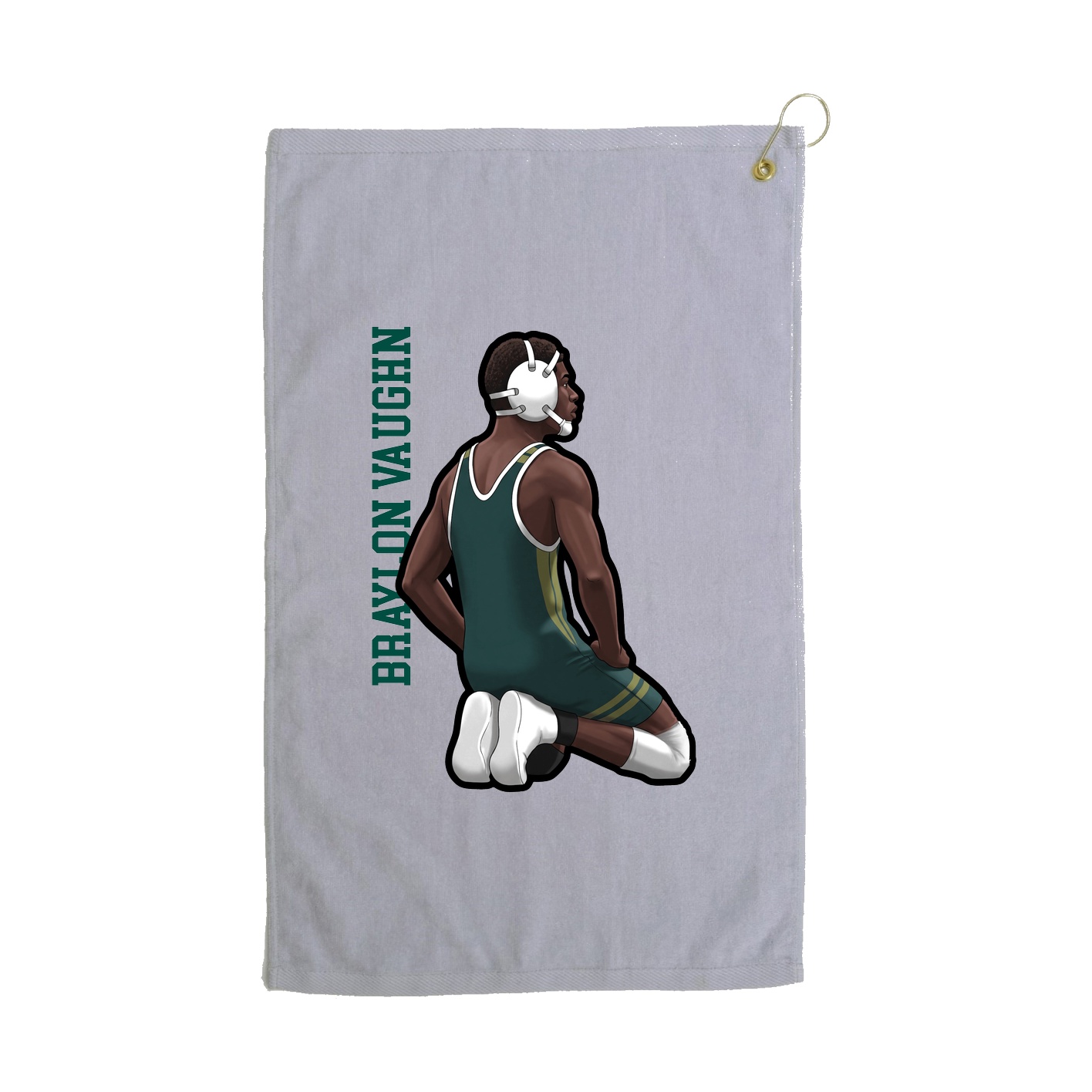 Golf Towel — Name Vertical in Grey