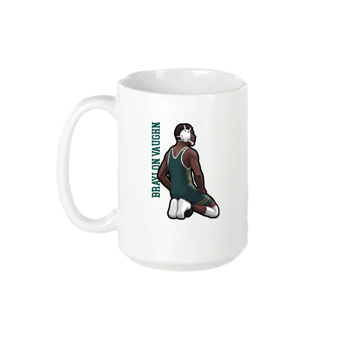 15oz Coffee Mug — Name Vertical in White