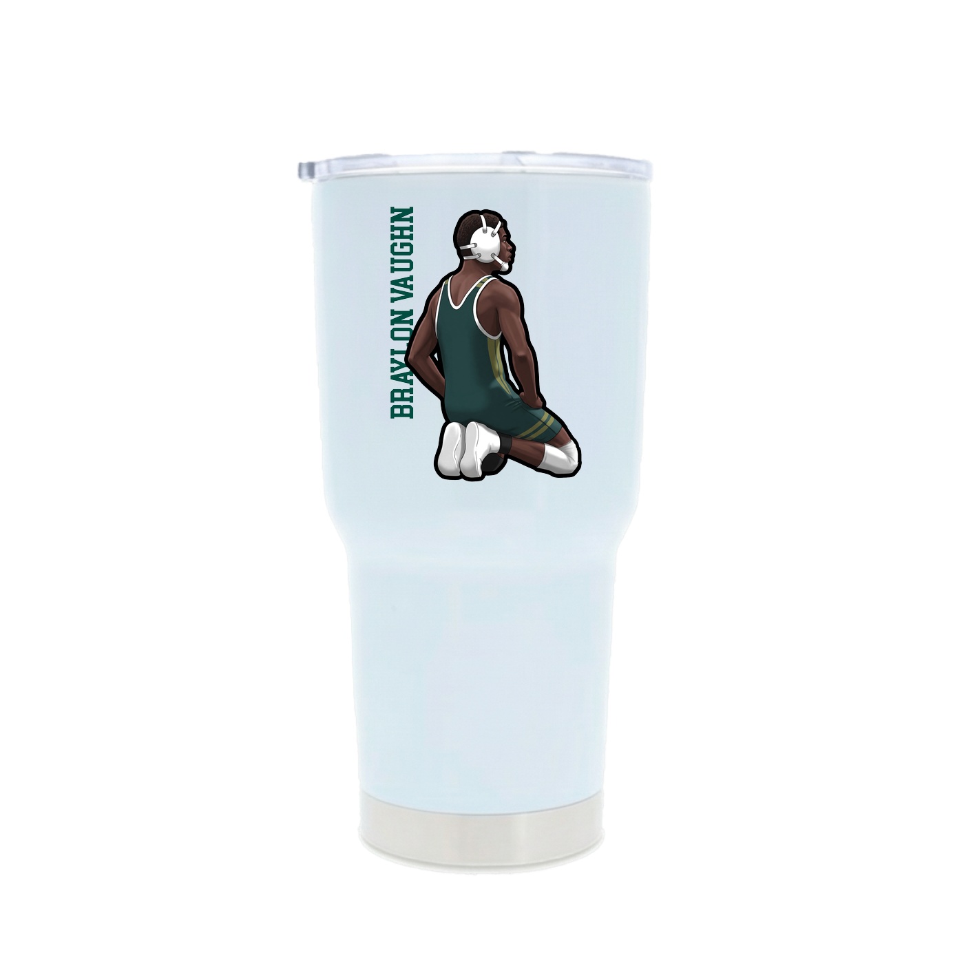 30oz Stainless Steel Tumbler — Name Vertical in White