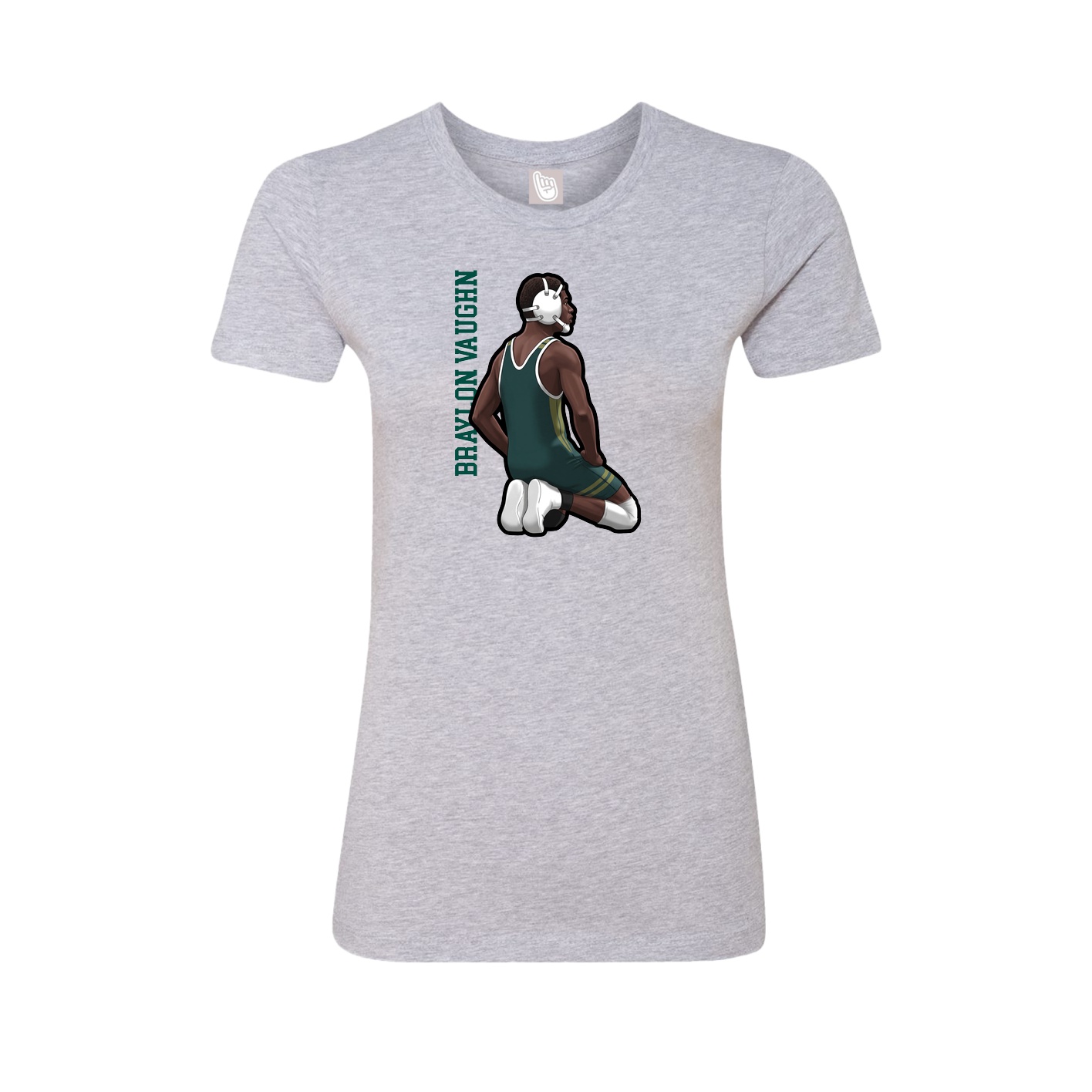 Fitted Women's Tee — Name Vertical in Grey