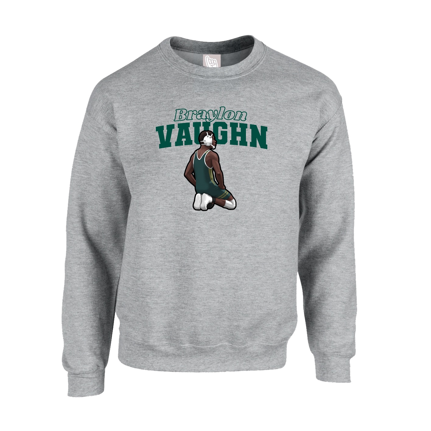 Fleece Crew — Name Arch in Grey