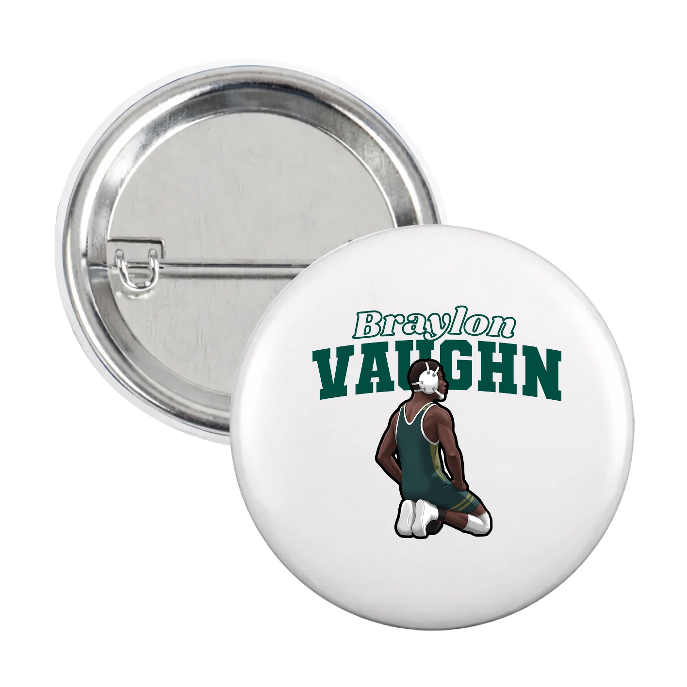 Game Day Button — Name Arch in White