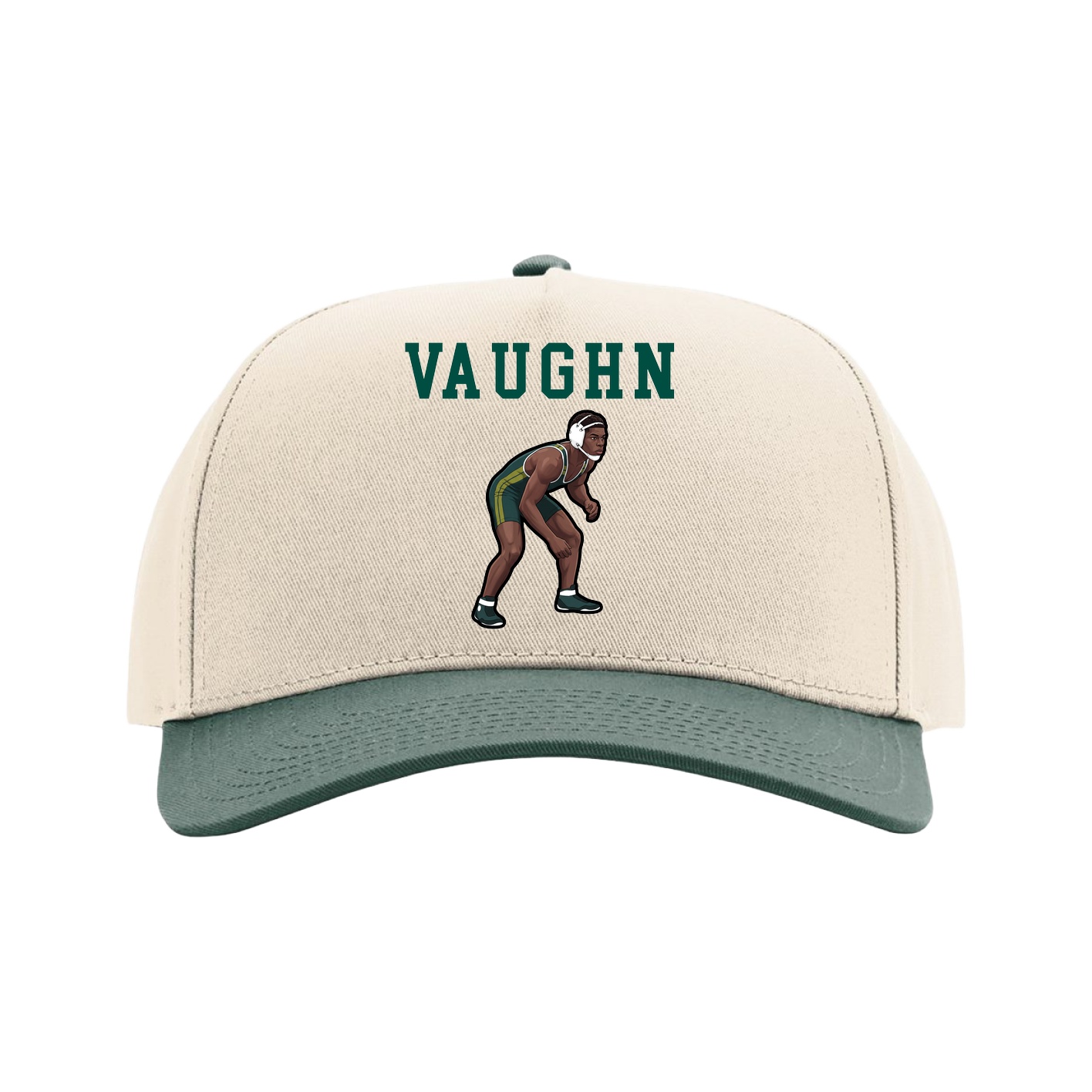 Full Fabric Five-Panel Champ Cap — Shirsey in Cream/Green