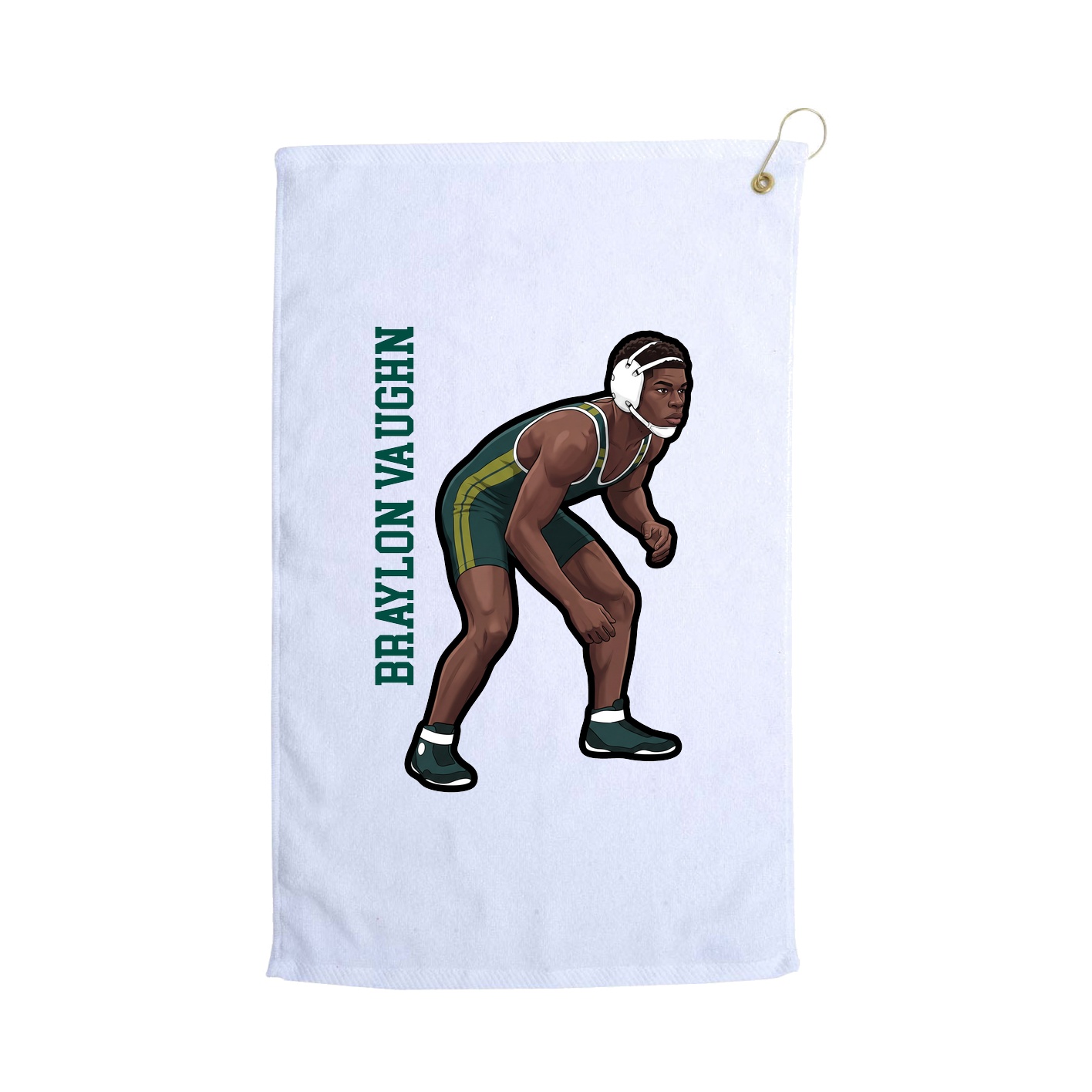 Golf Towel — Name Vertical in White