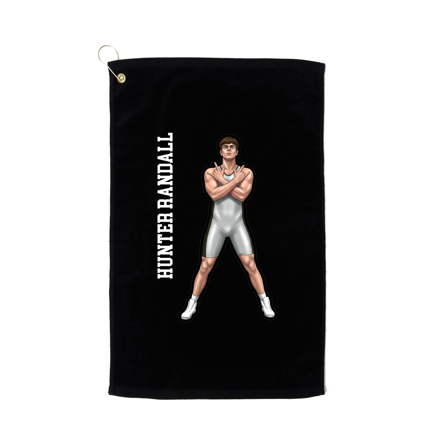Golf Towel — Name Vertical in Black