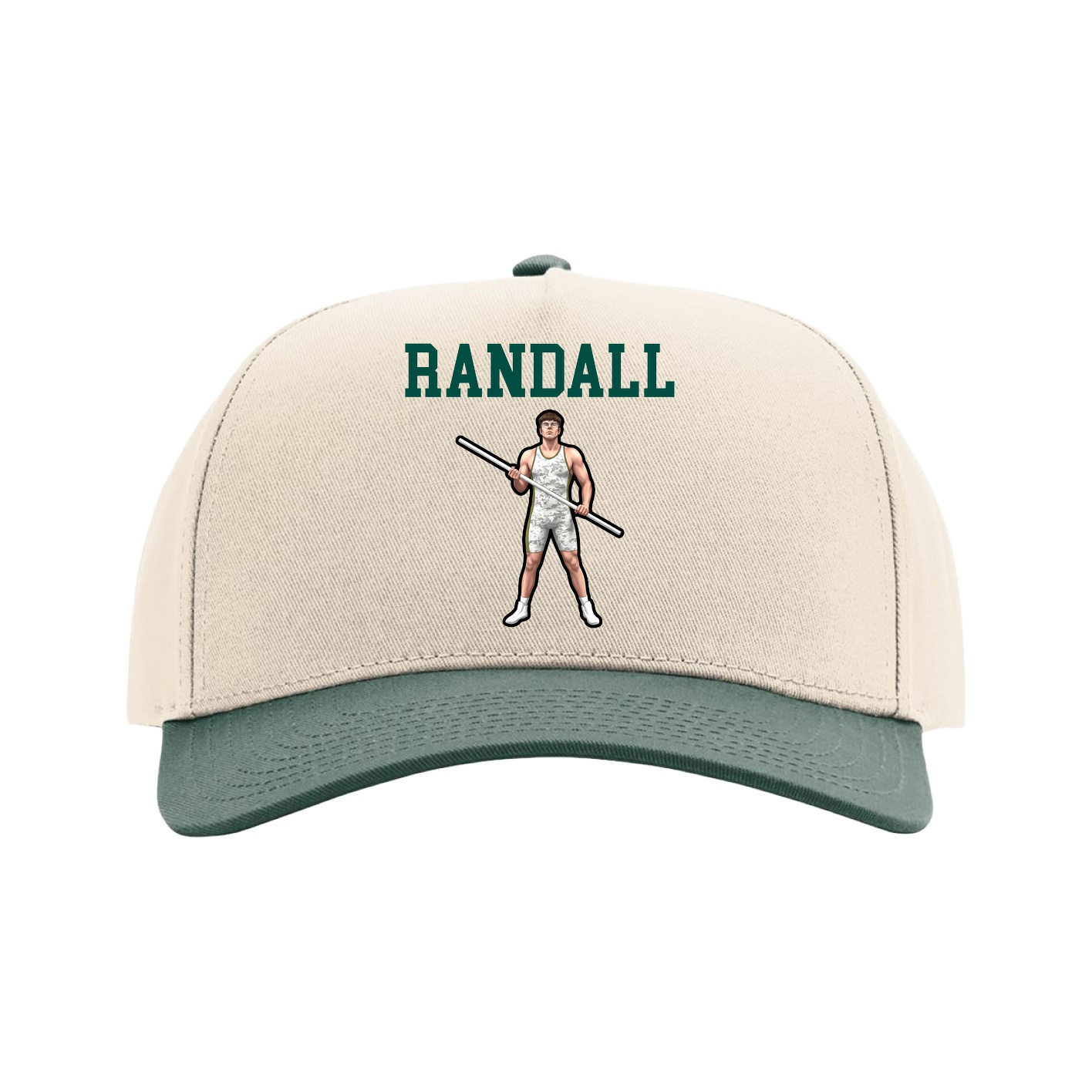 Full Fabric Five-Panel Champ Cap — Shirsey in Cream/Green