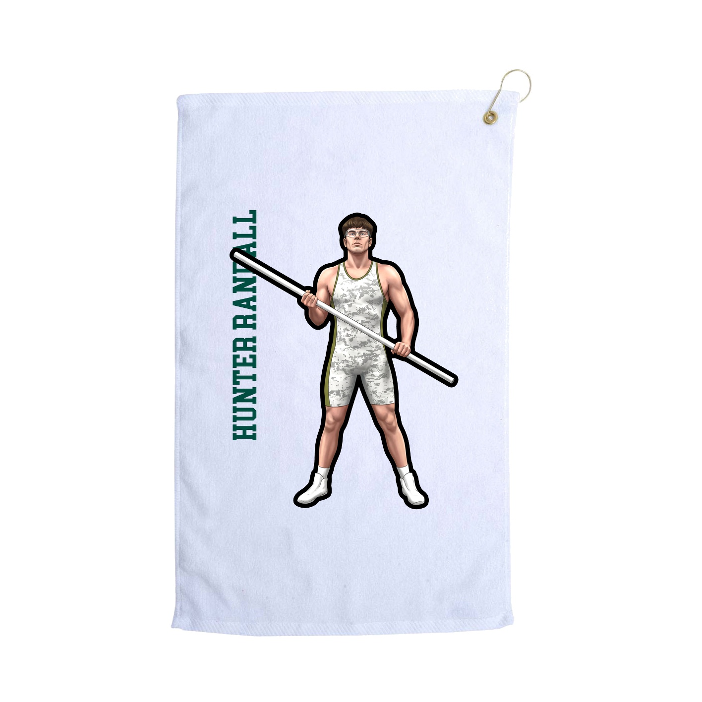 Golf Towel — Name Vertical in White
