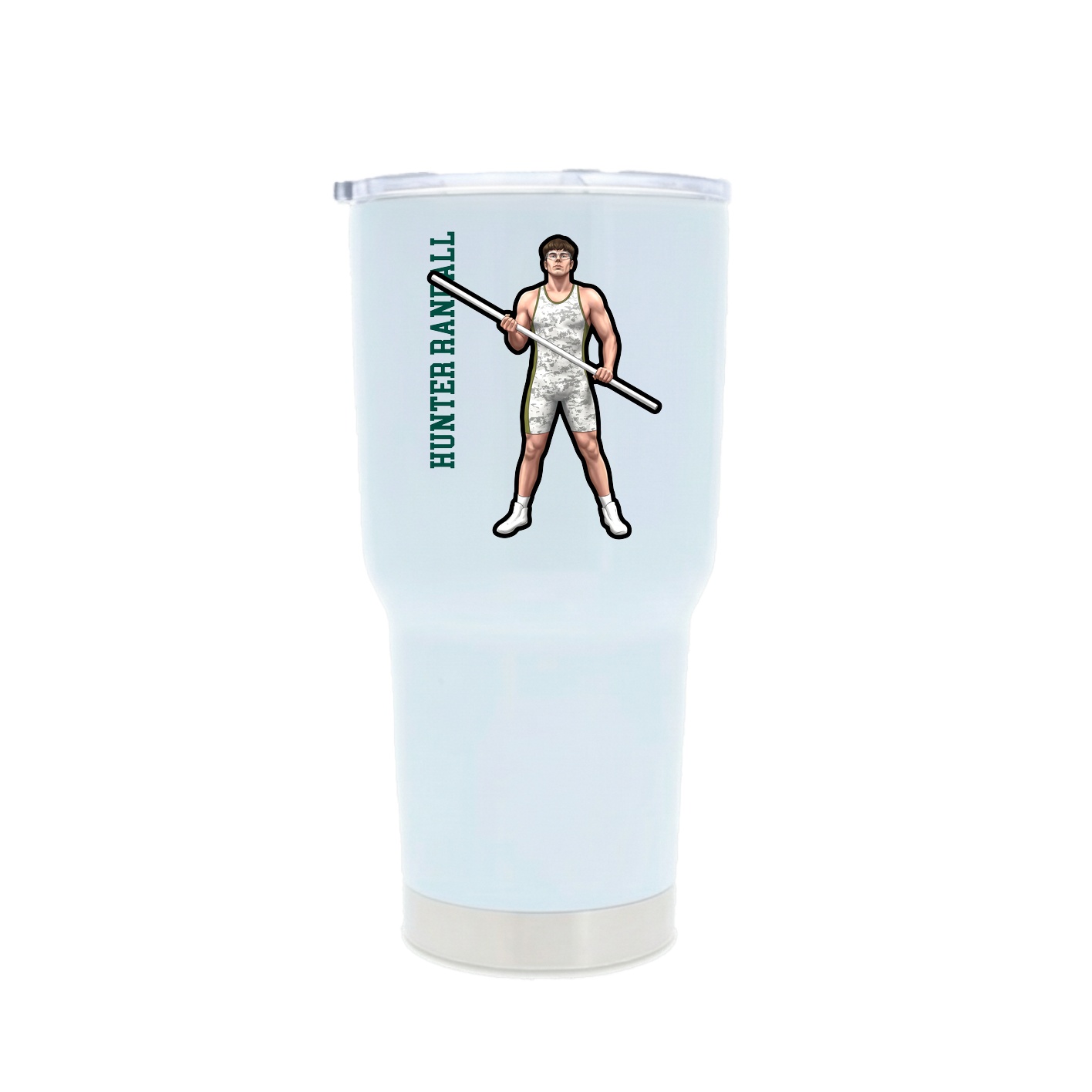 30oz Stainless Steel Tumbler — Name Vertical in White