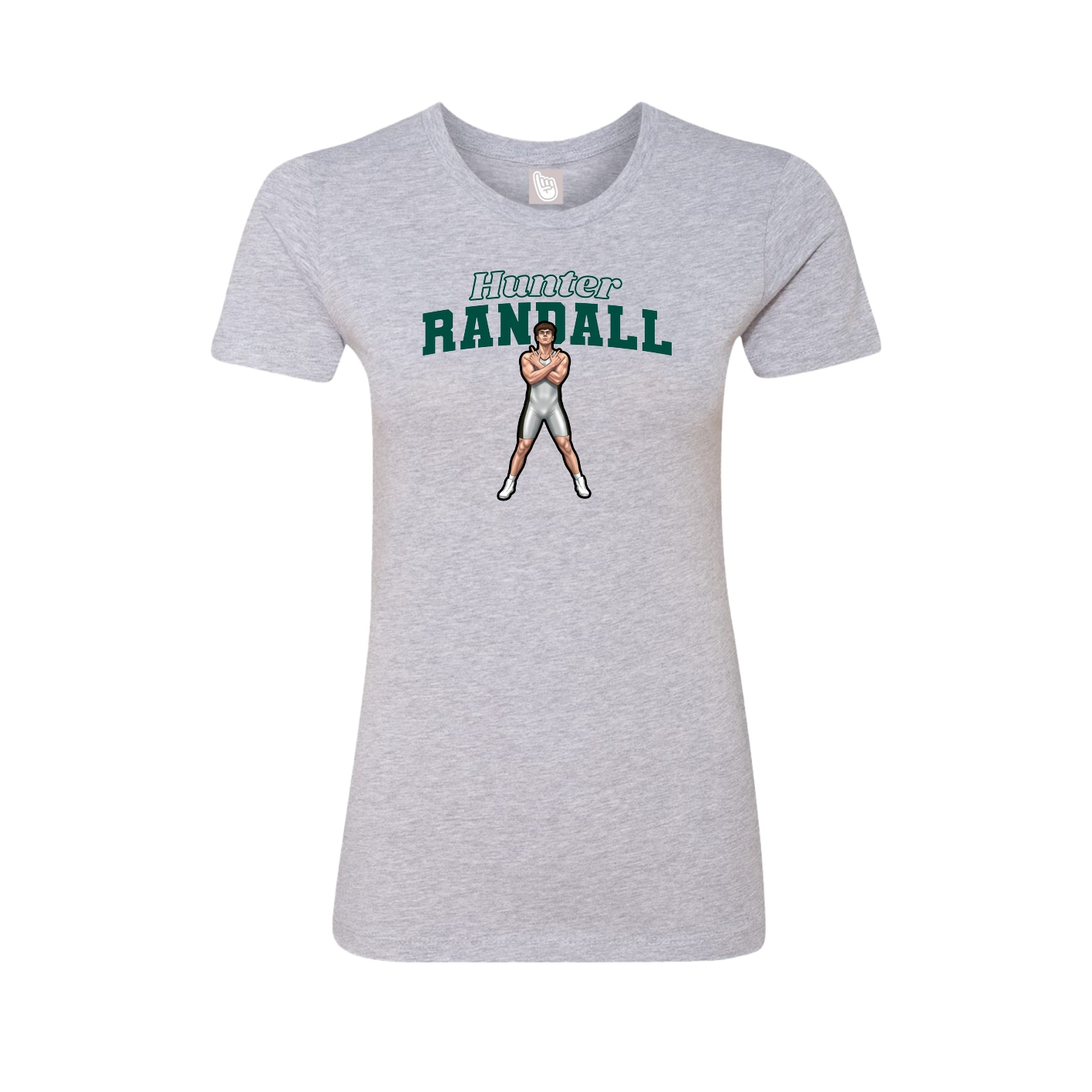 Fitted Women's Tee — Name Arch in Grey