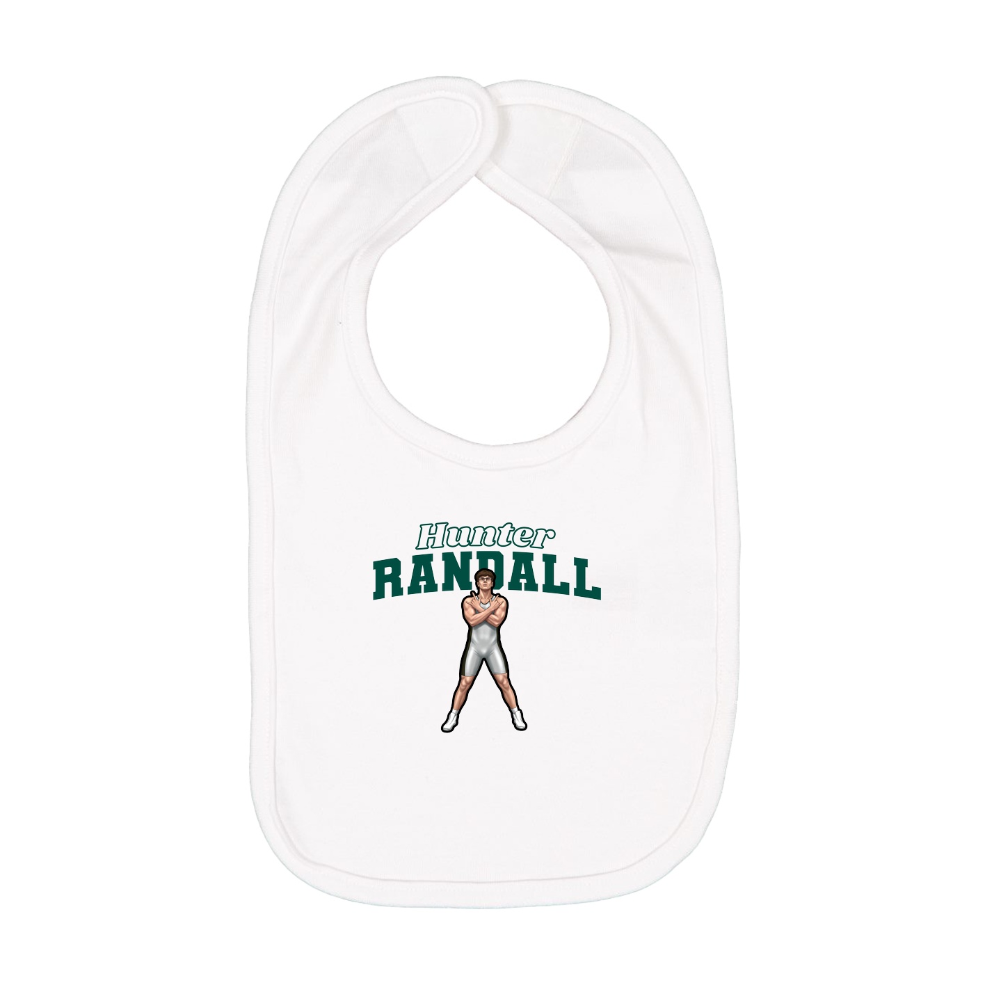 Infant Bib — Name Arch in White