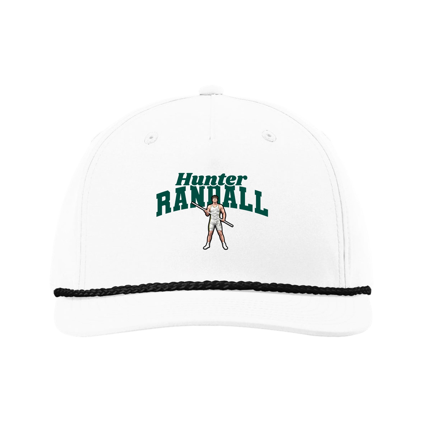 Five-Panel Classic Rope Cap — Signature Arch in White