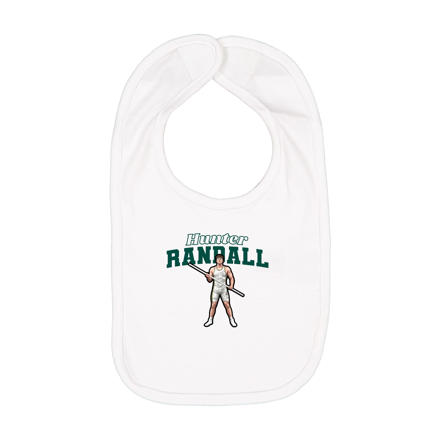 Infant Bib — Name Arch in White