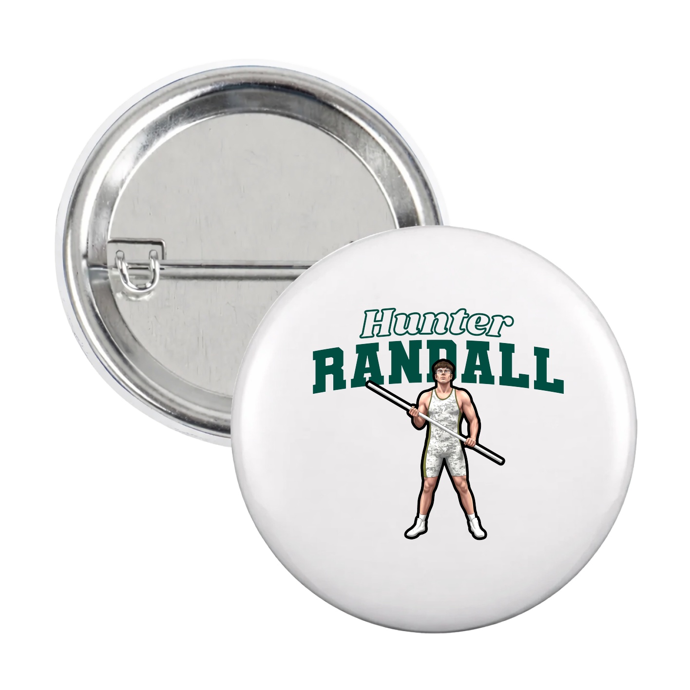 Game Day Button — Name Arch in White