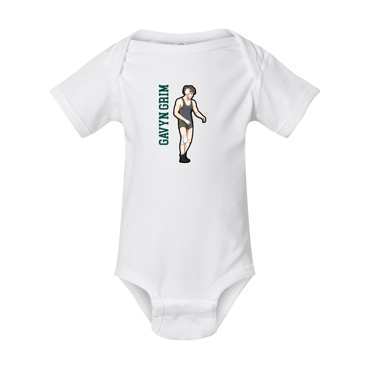 Baby Onesie — Name Vertical in White