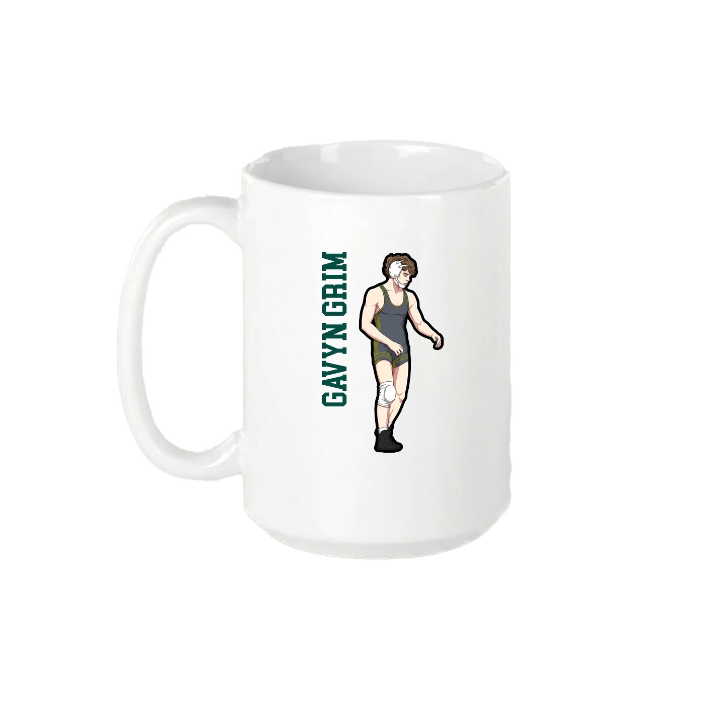 15oz Coffee Mug — Name Vertical in White