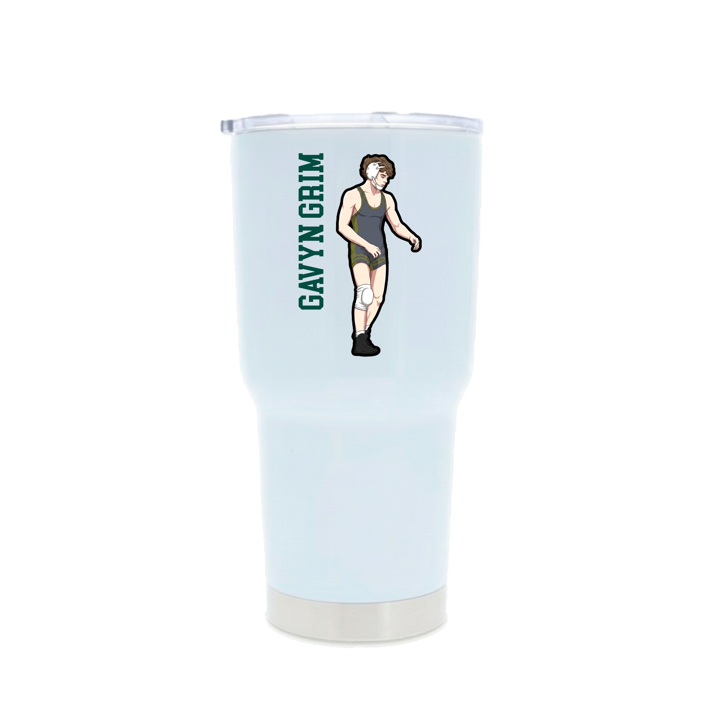 30oz Stainless Steel Tumbler — Name Vertical in White