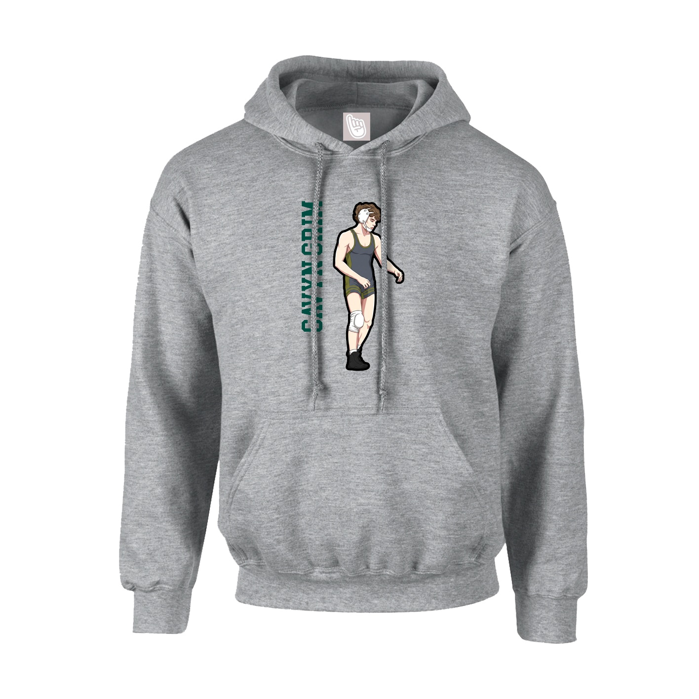 Youth Hoodie — Name Vertical in Grey