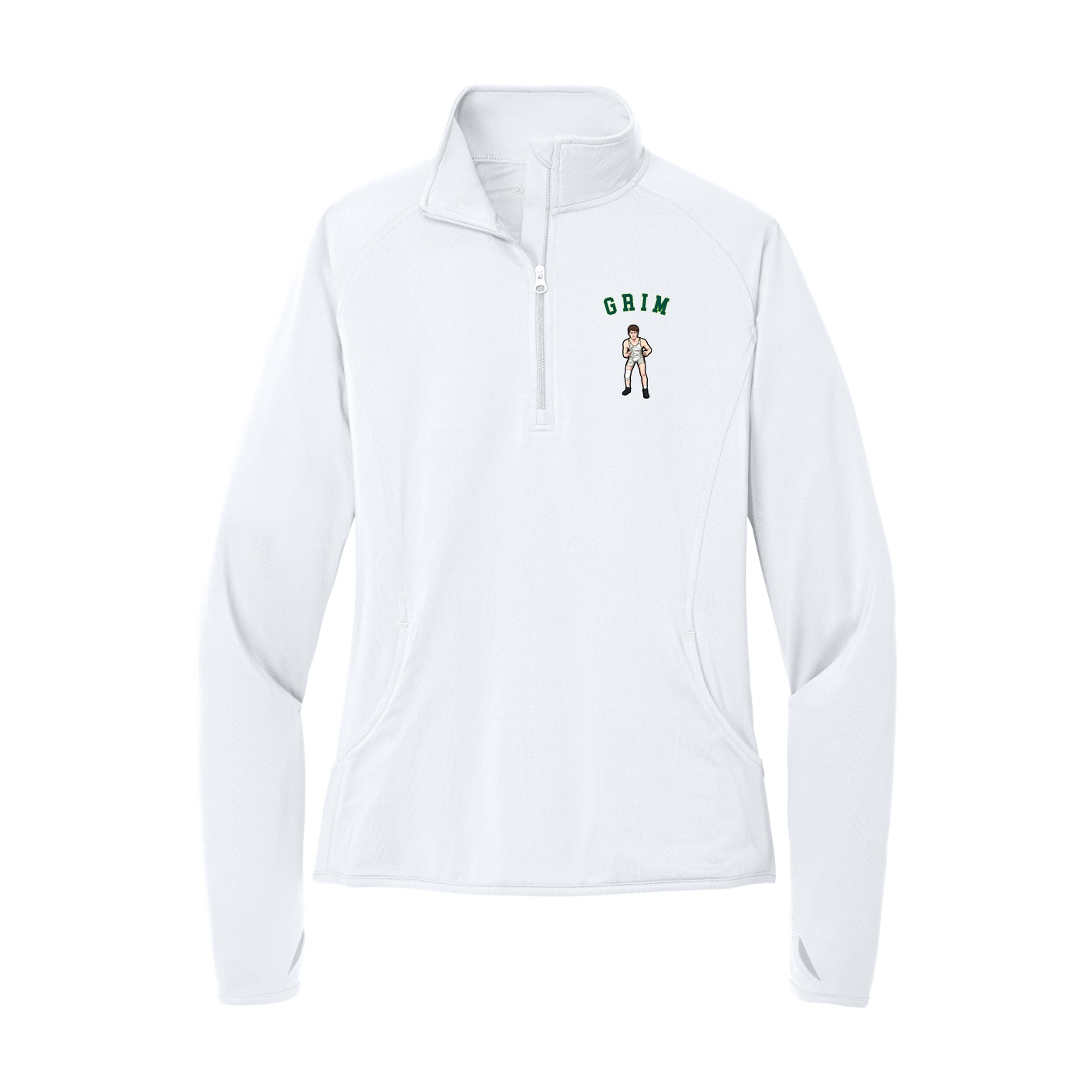 Women's Q-Zip Pullover — Shirsey Arch in White