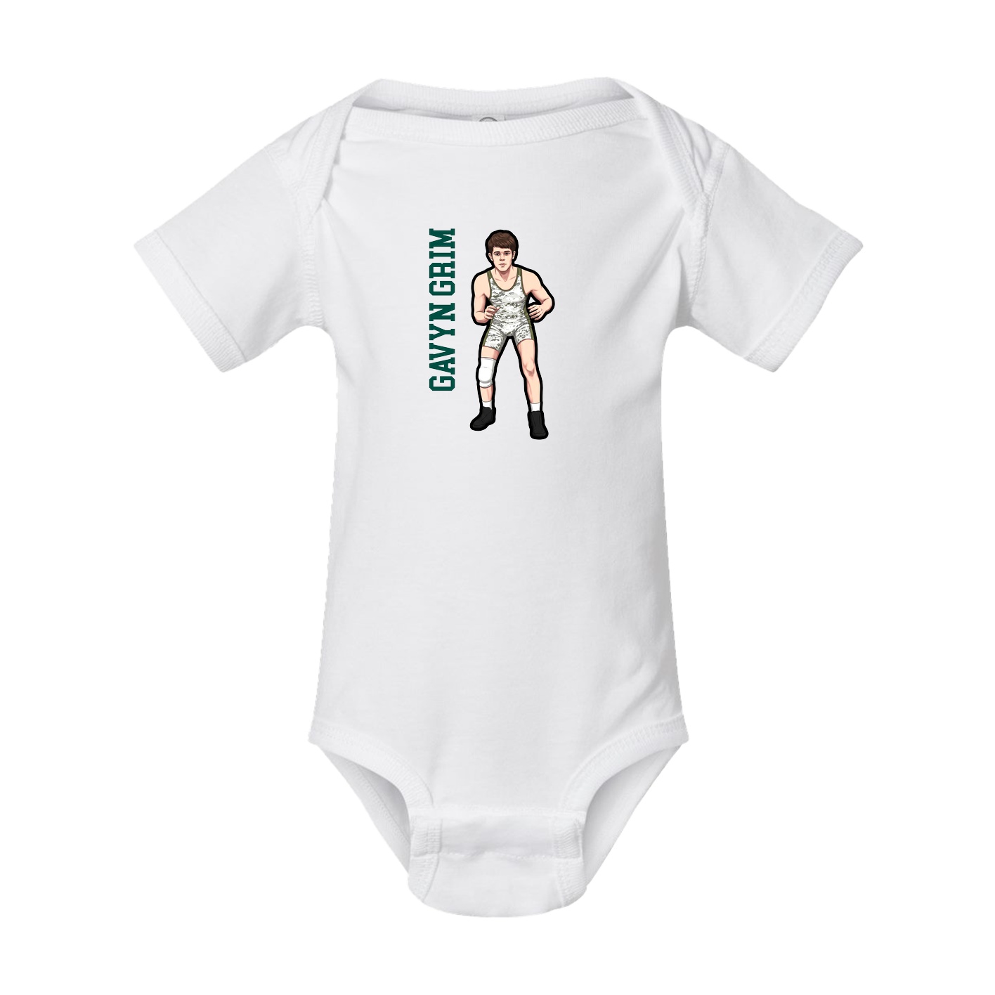 Baby Onesie — Name Vertical in White