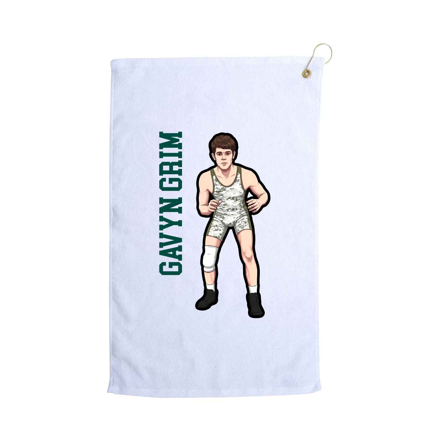 Golf Towel — Name Vertical in White