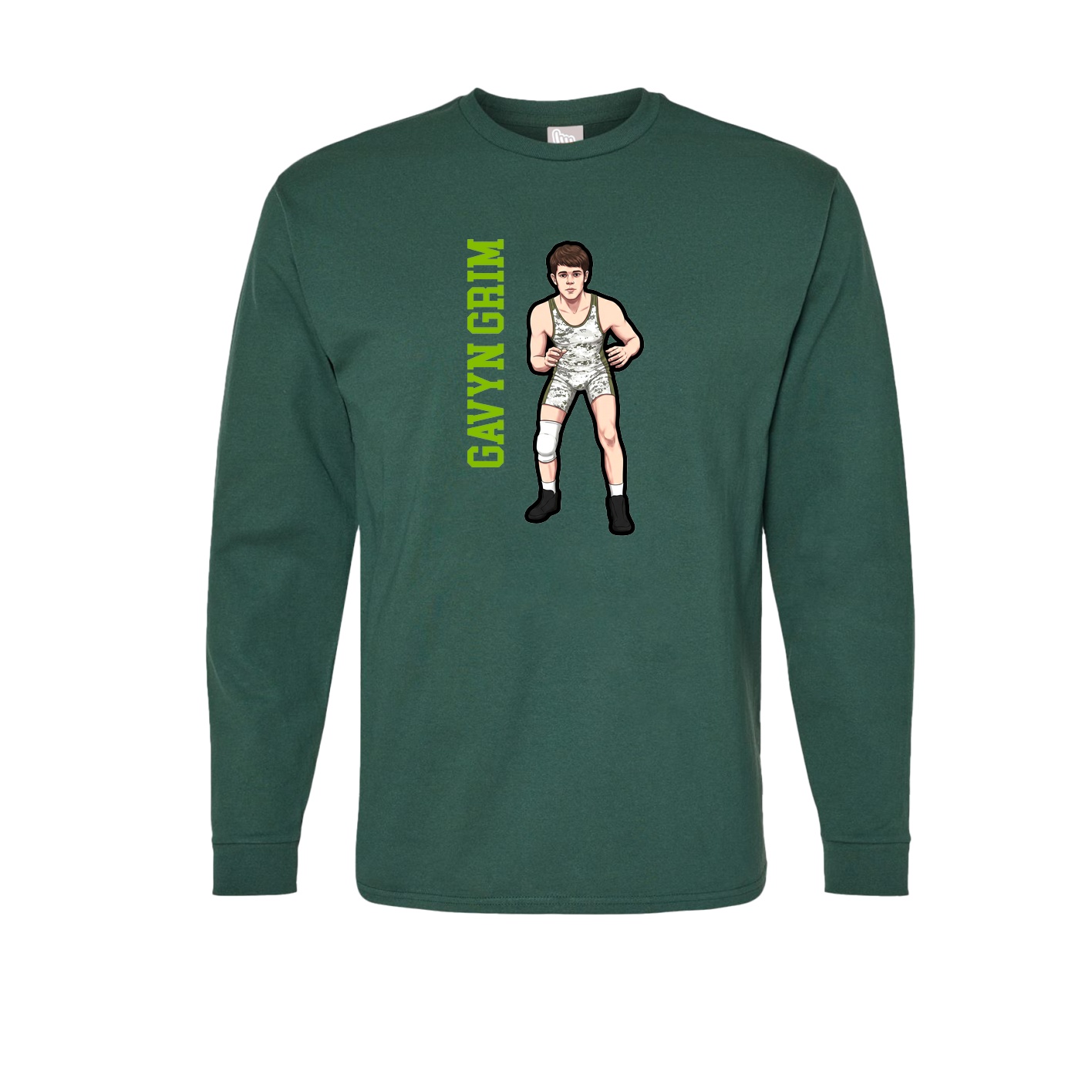 Long Sleeve Tee — Name Vertical in Green