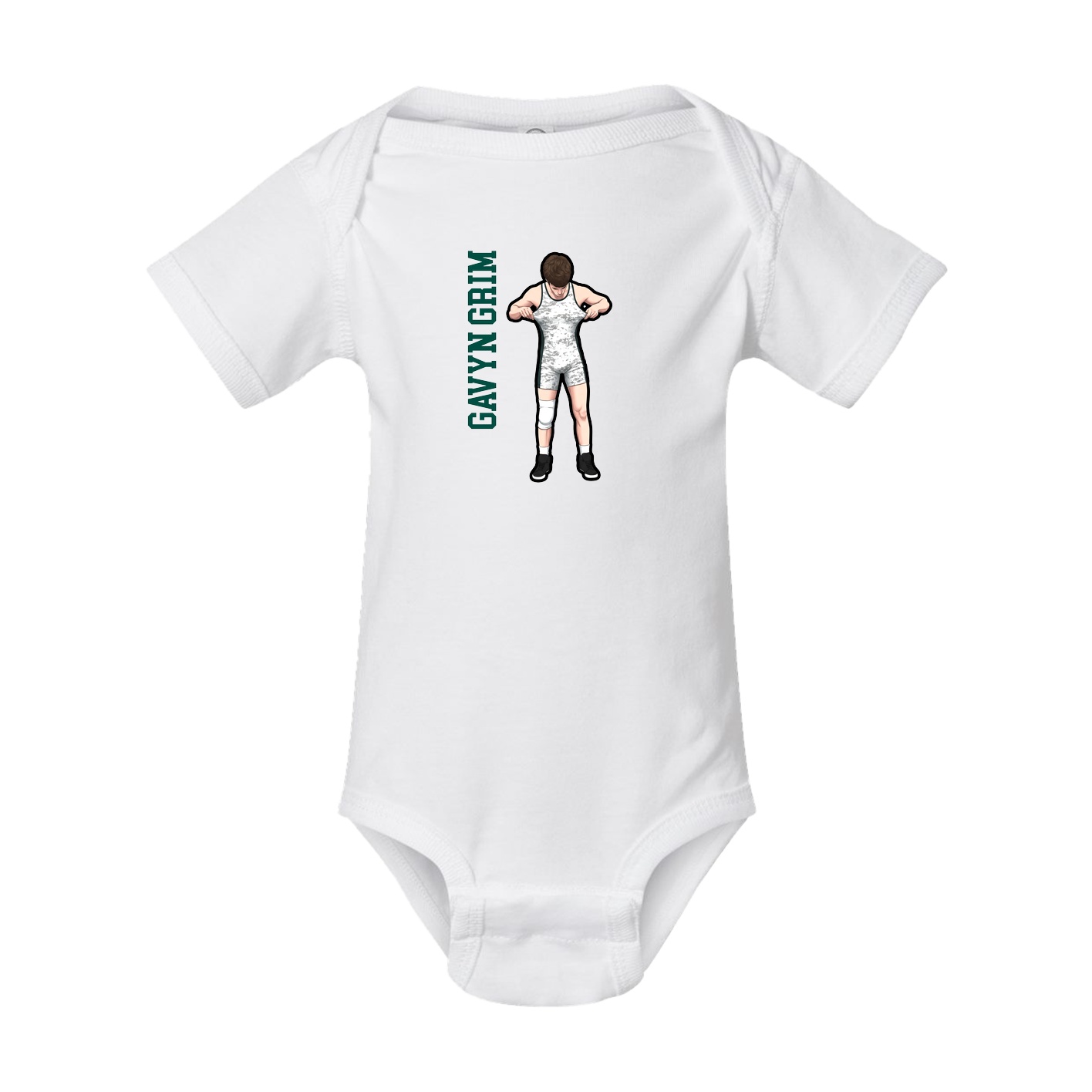 Baby Onesie — Name Vertical in White