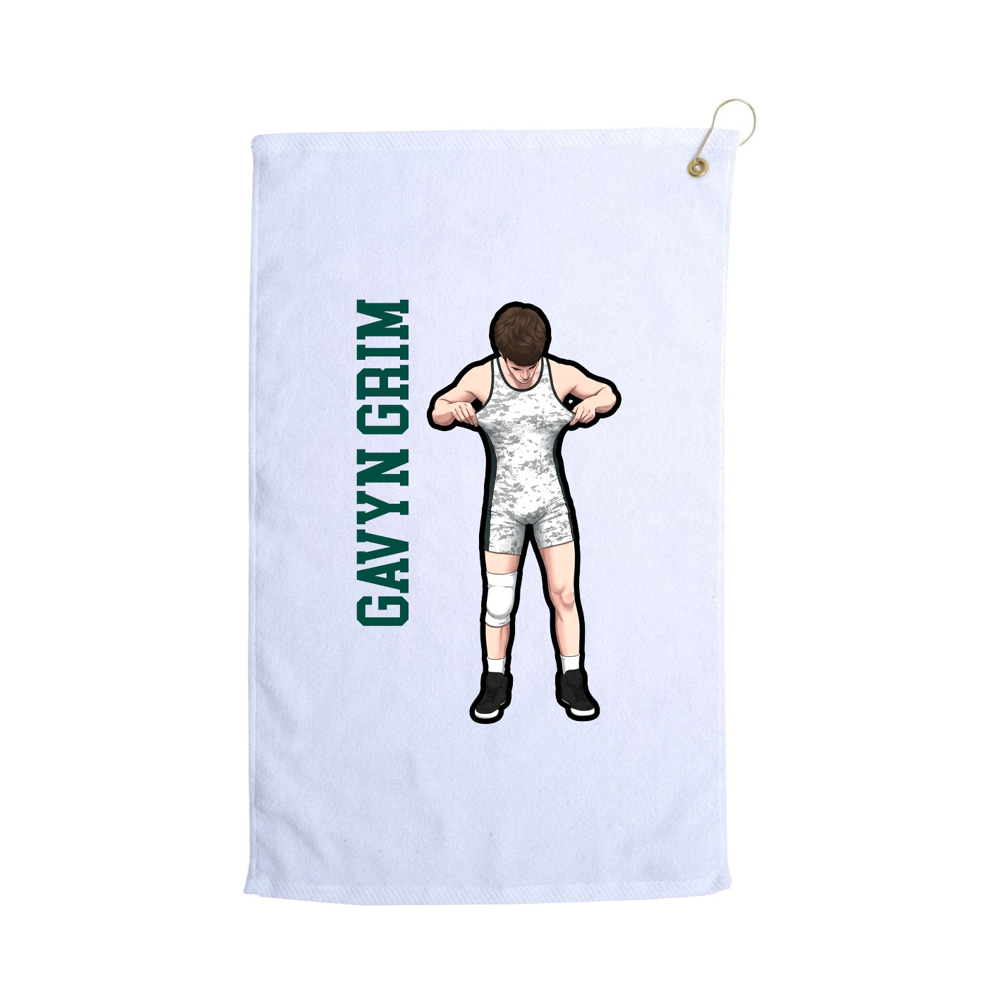 Golf Towel — Name Vertical in White