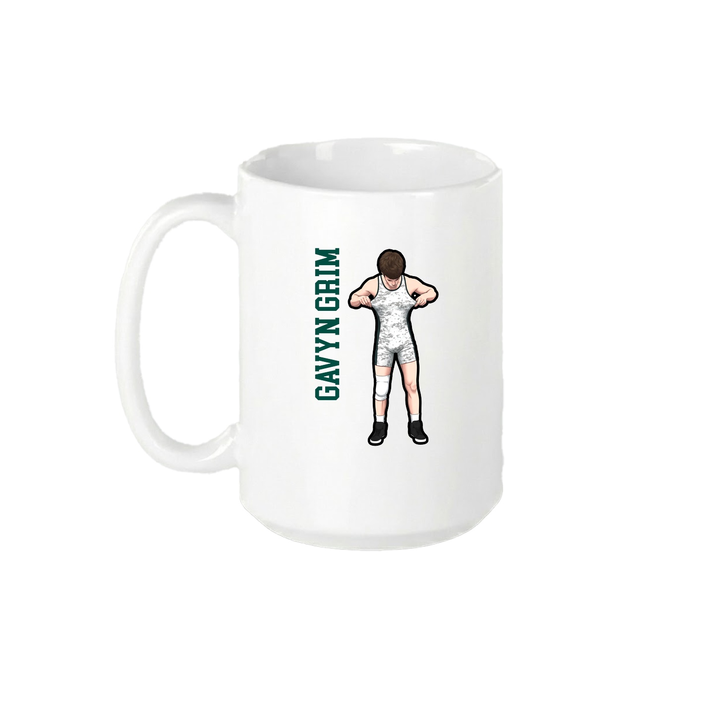 15oz Coffee Mug — Name Vertical in White