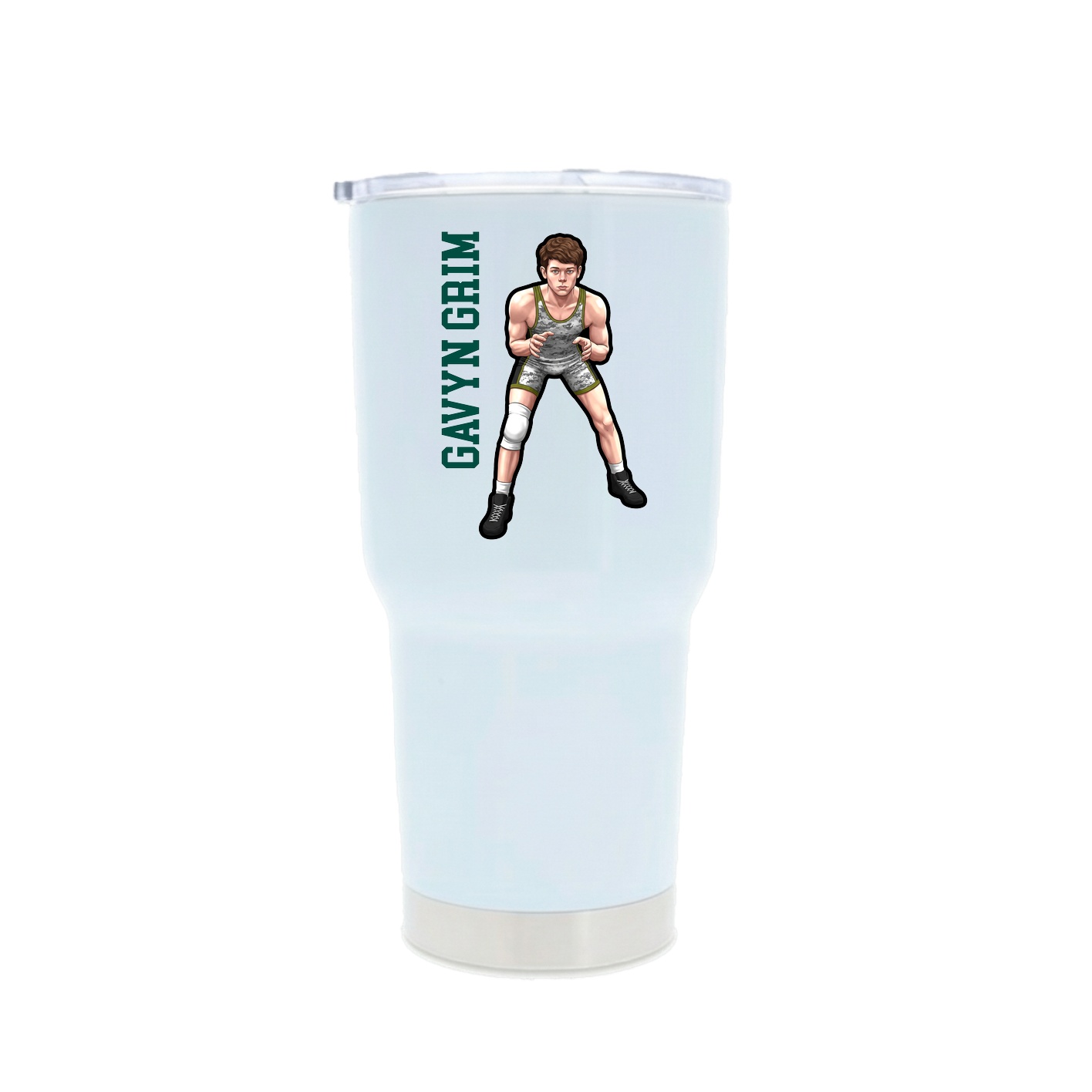 30oz Stainless Steel Tumbler — Name Vertical in White