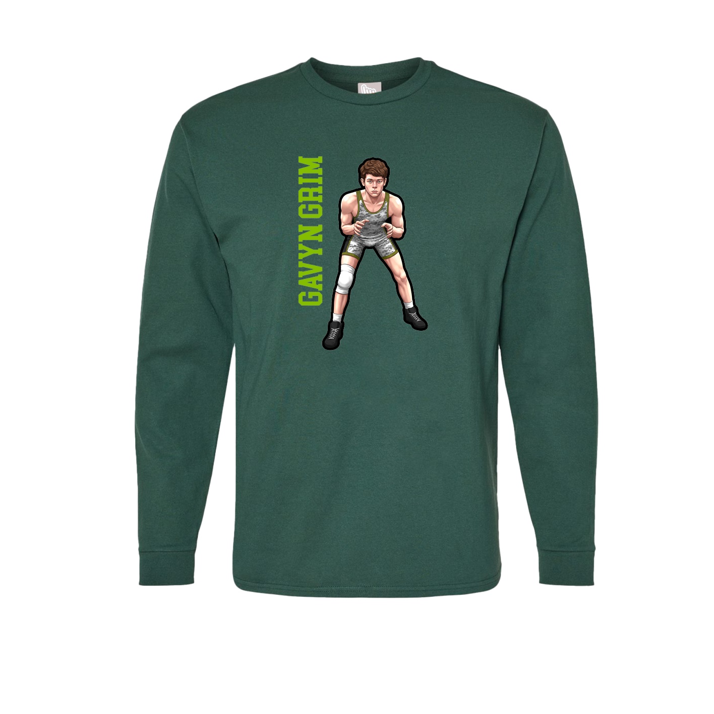 Long Sleeve Tee — Name Vertical in Green