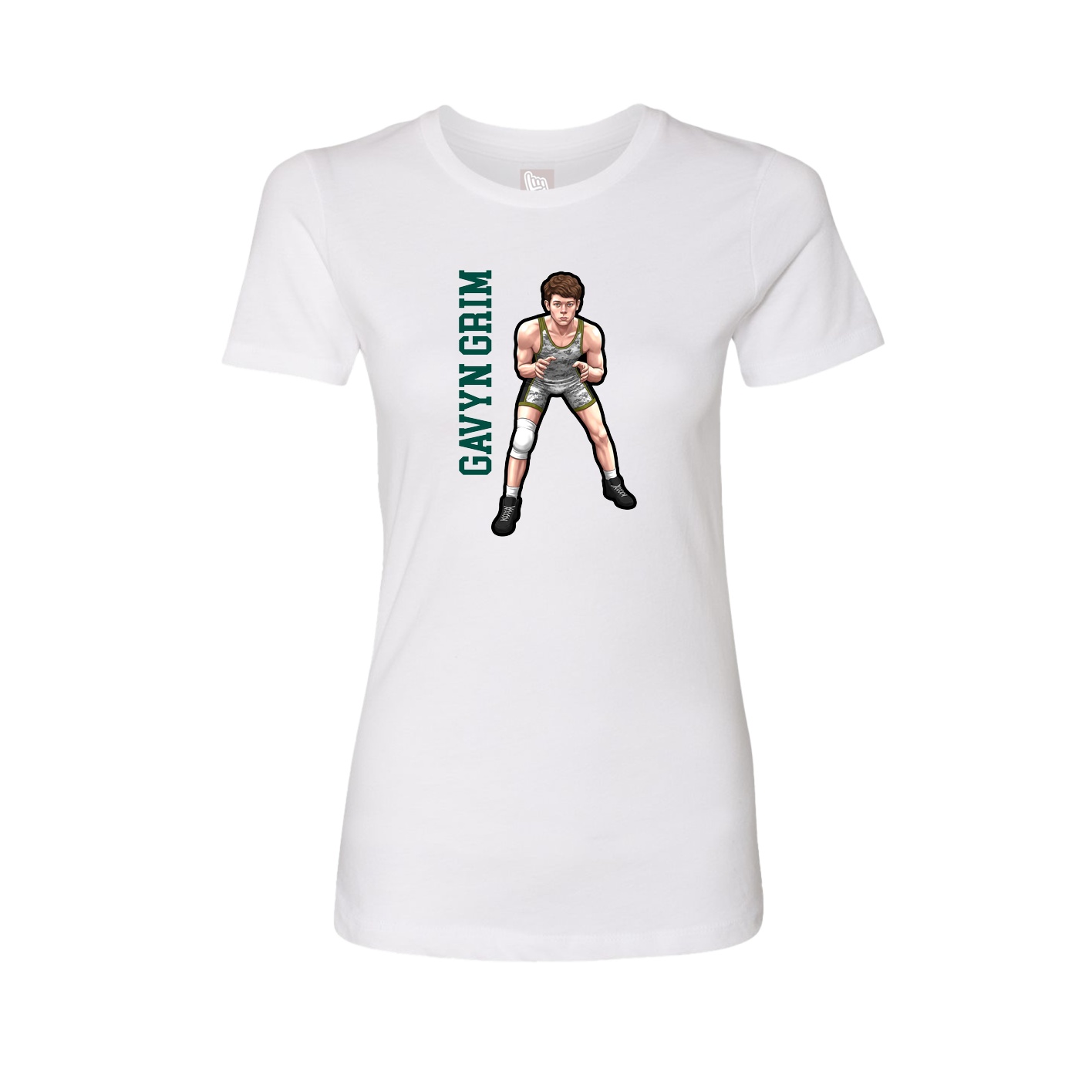 Fitted Women's Tee — Name Vertical in White