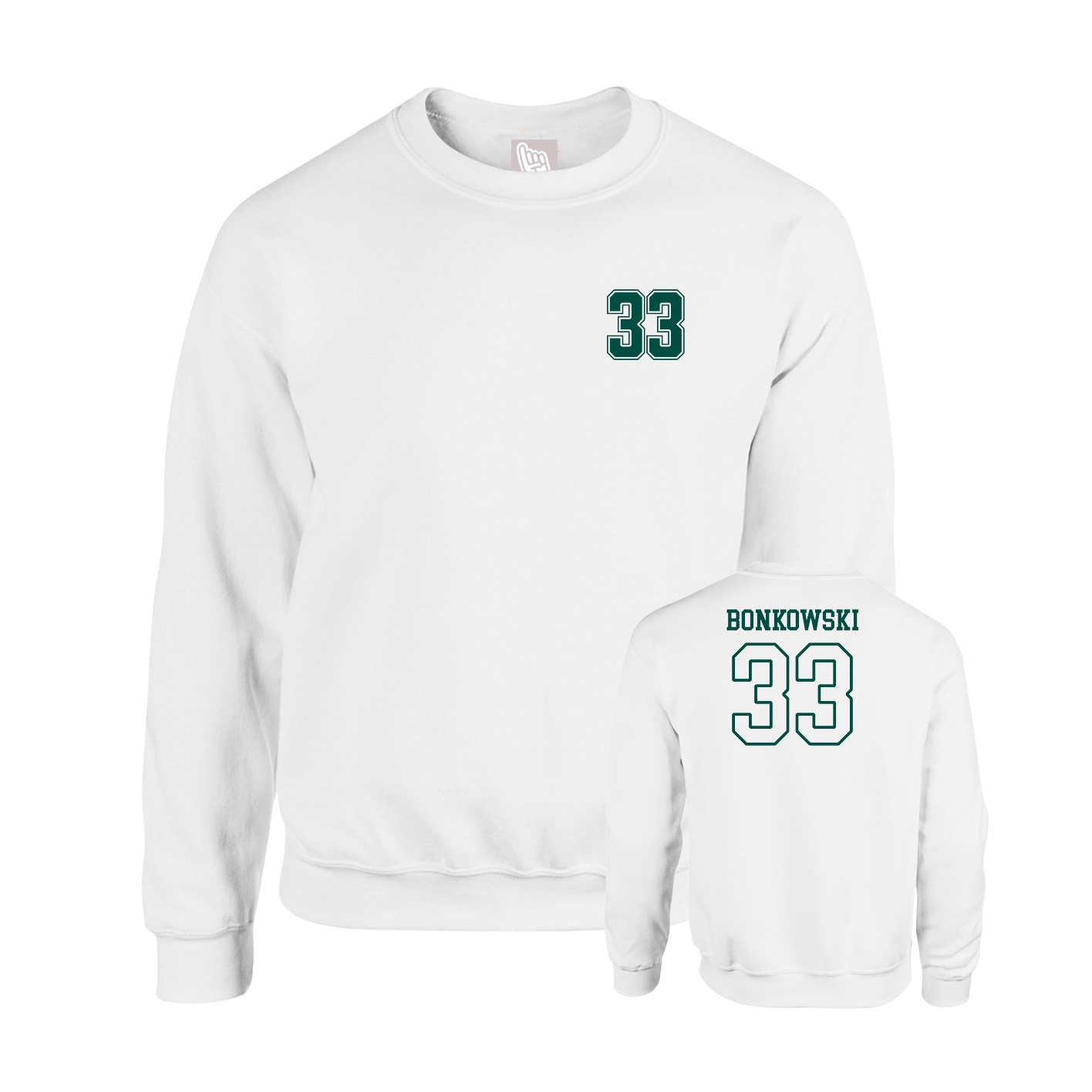 Fleece Crew — Chest Back in White