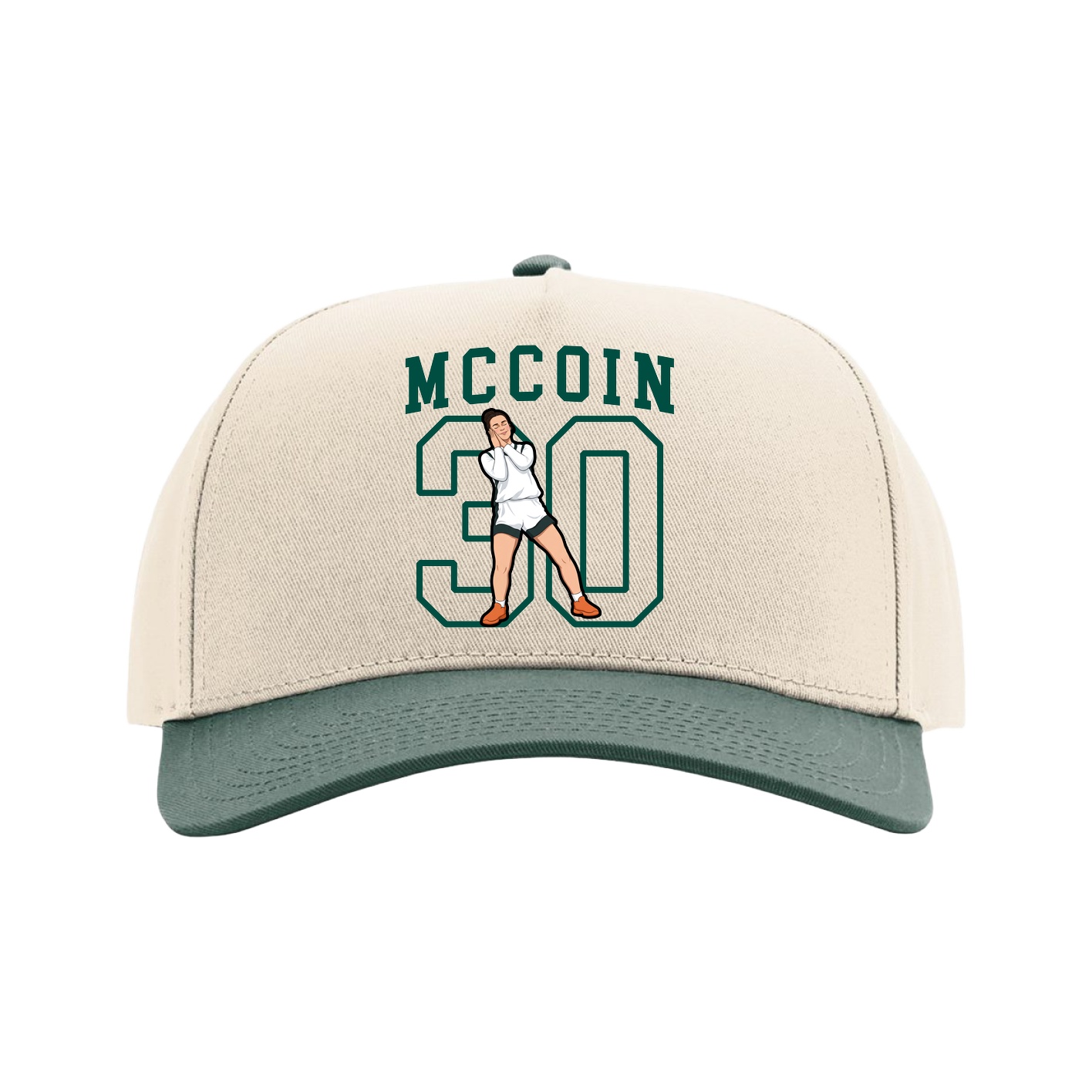 Full Fabric Five-Panel Champ Cap — Shirsey in Cream/Green