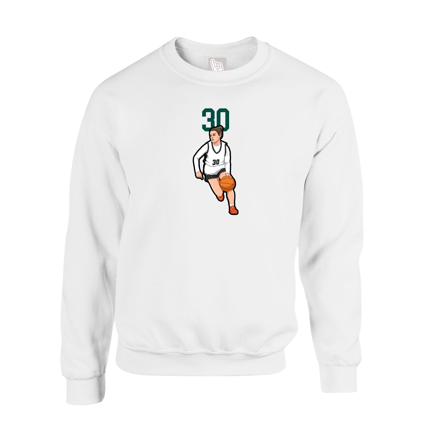 Fleece Crew — Number Top in White