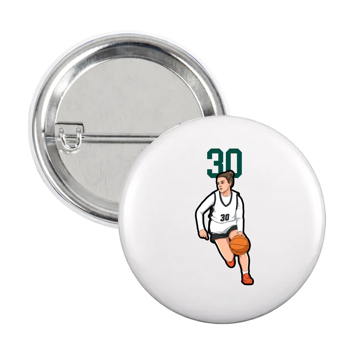 Game Day Button — Number Top in White