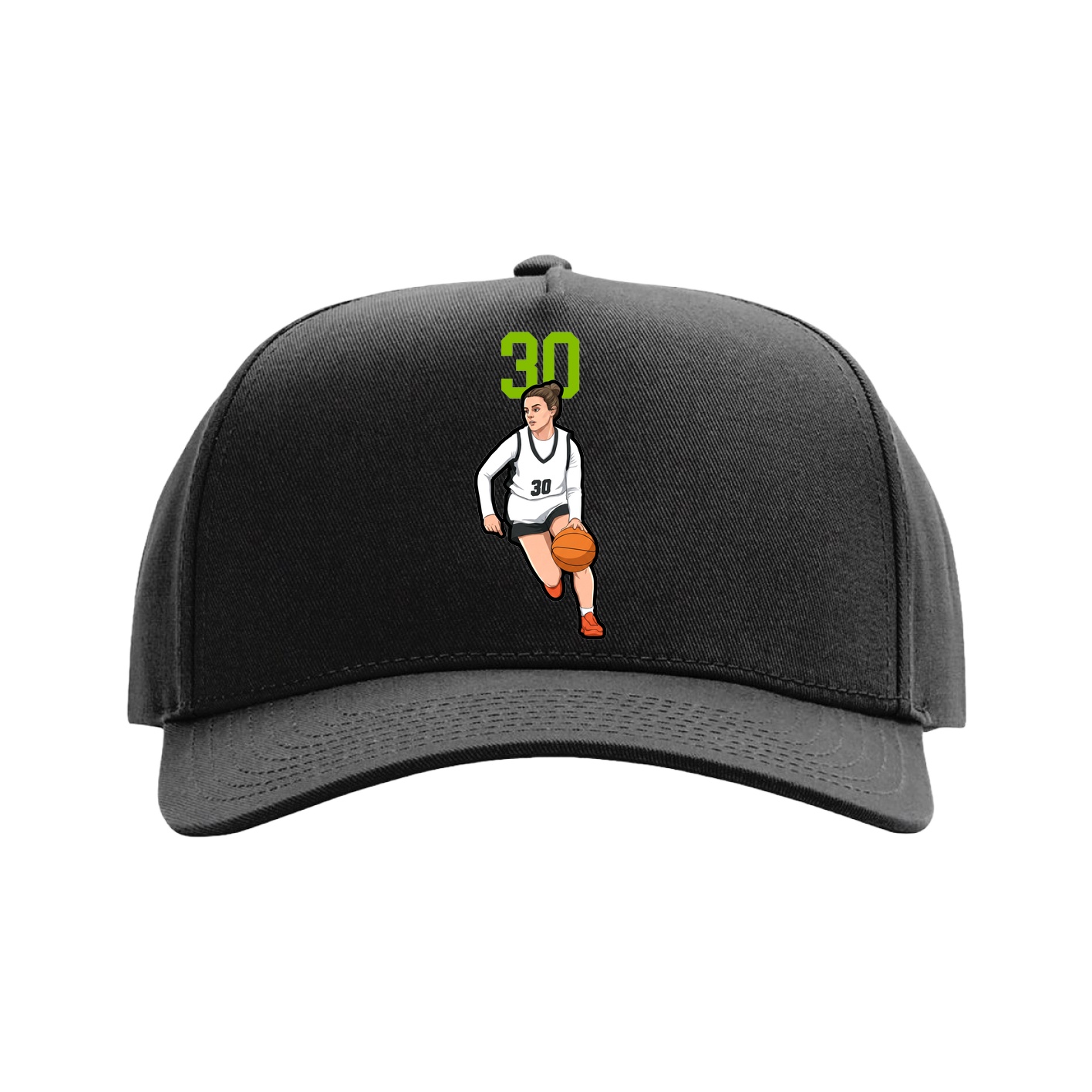 Full Fabric Five-Panel Champ Cap — Number Top in Black