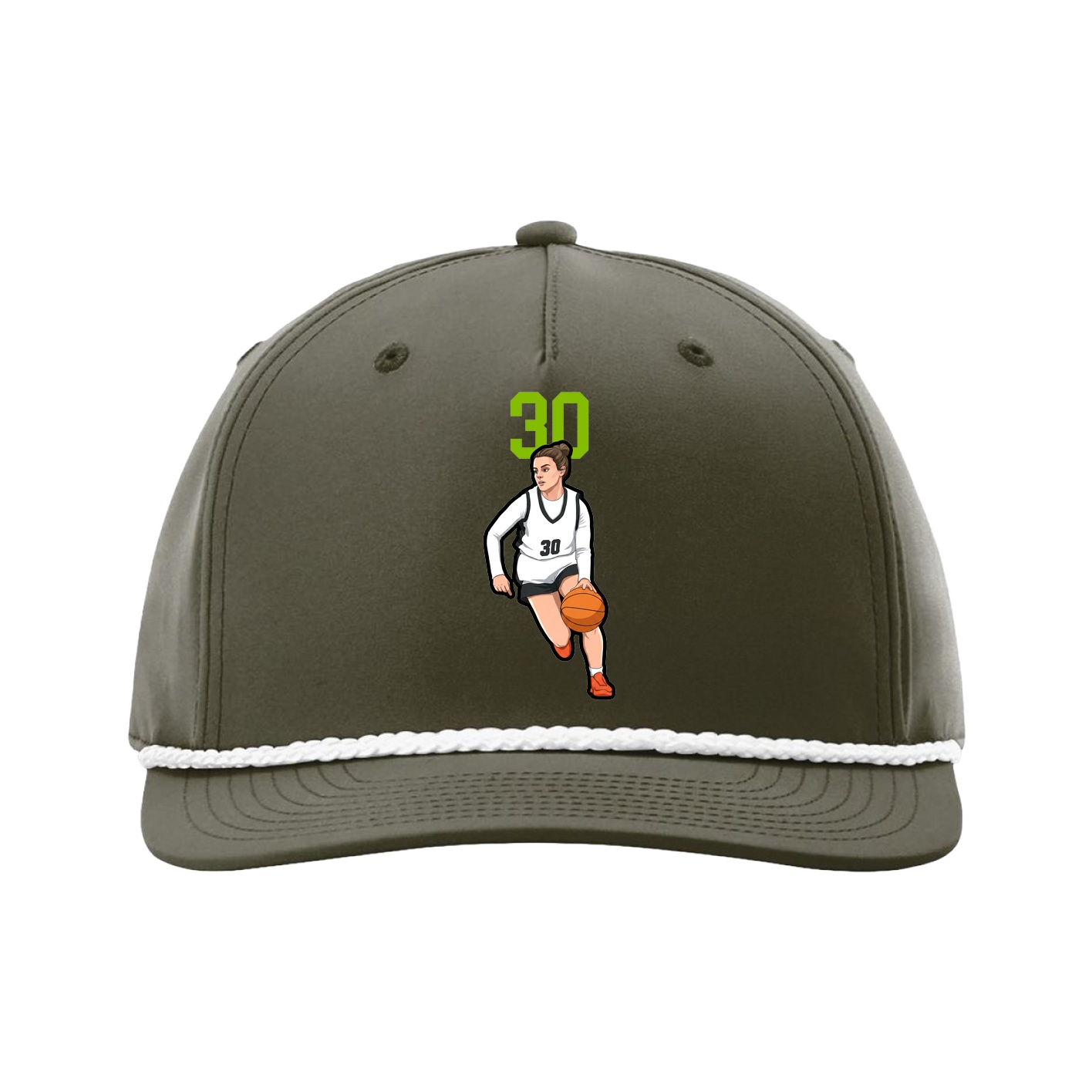 Five-Panel Classic Rope Cap — Number Top in Green
