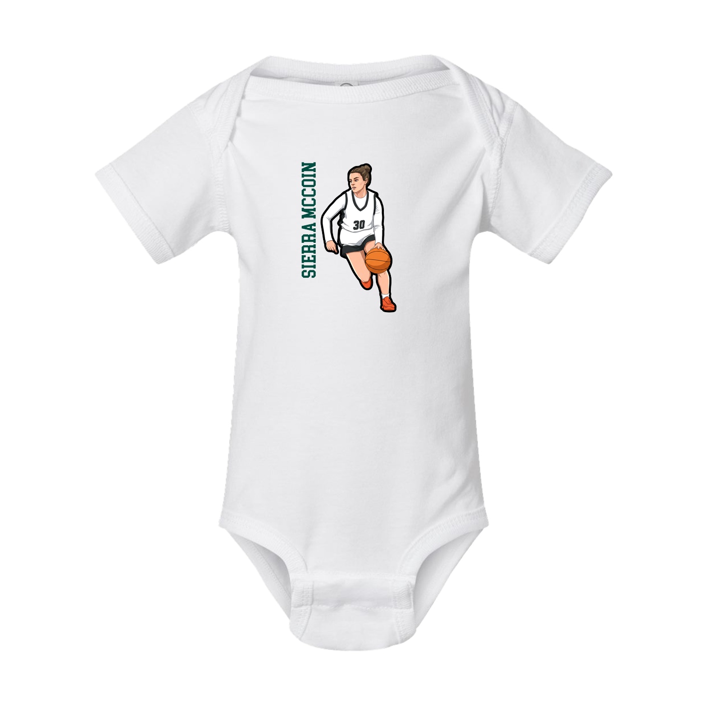 Baby Onesie — Name Vertical in White