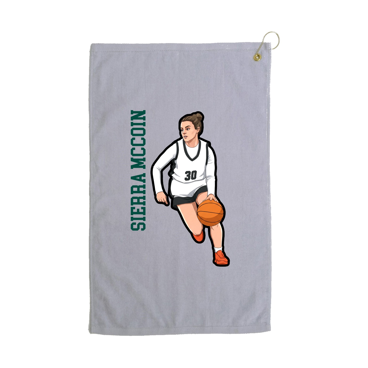 Golf Towel — Name Vertical in Grey