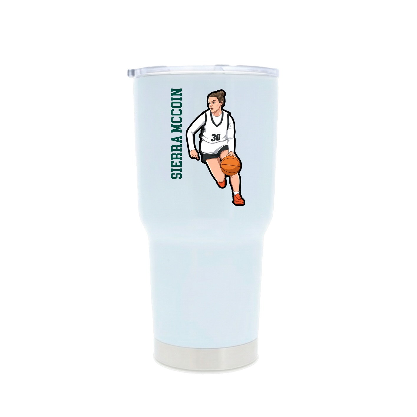 30oz Stainless Steel Tumbler — Name Vertical in White