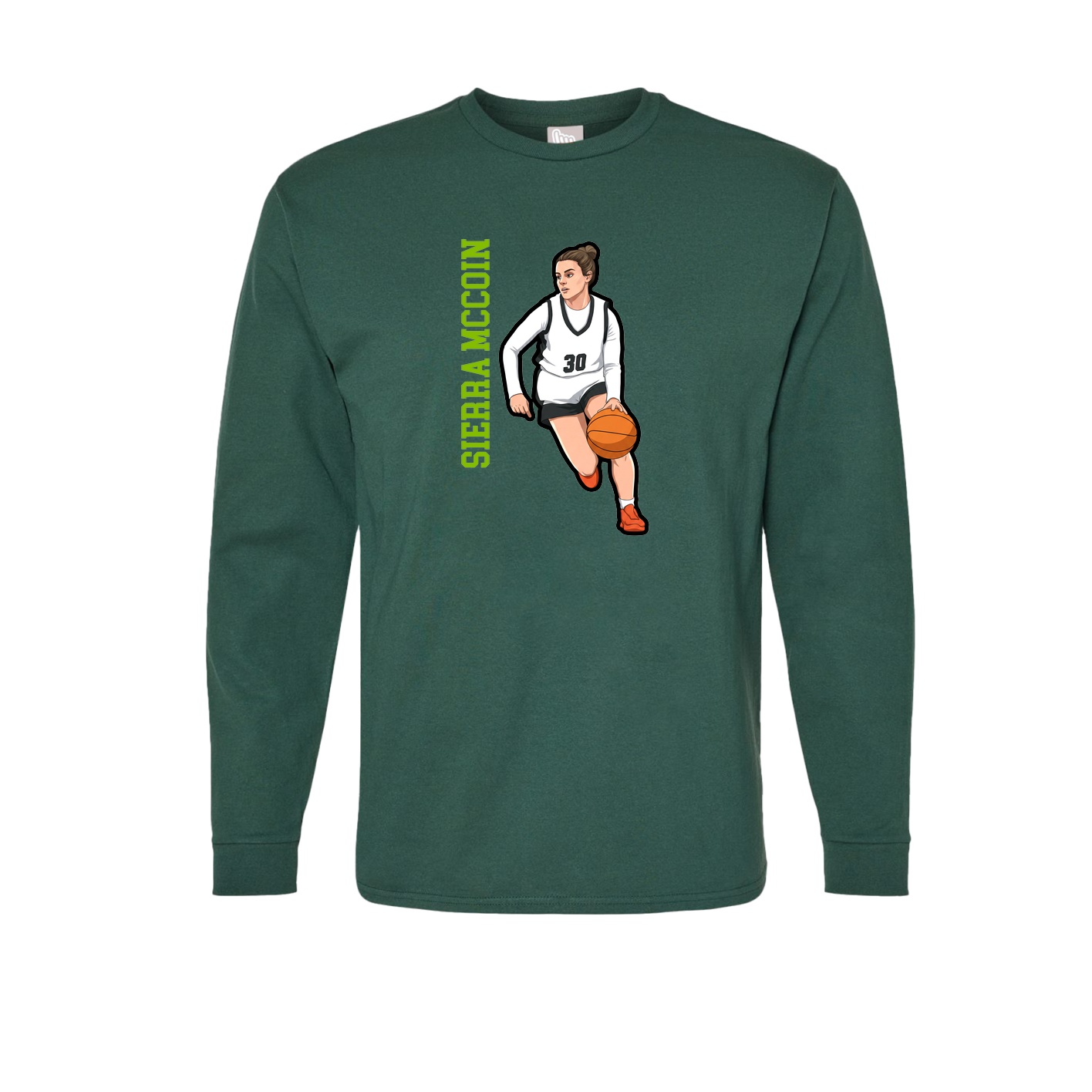 Long Sleeve Tee — Name Vertical in Green