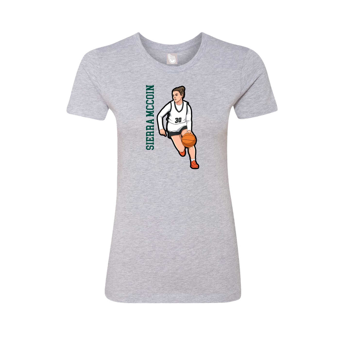 Womens Tee — Name Vertical in Grey